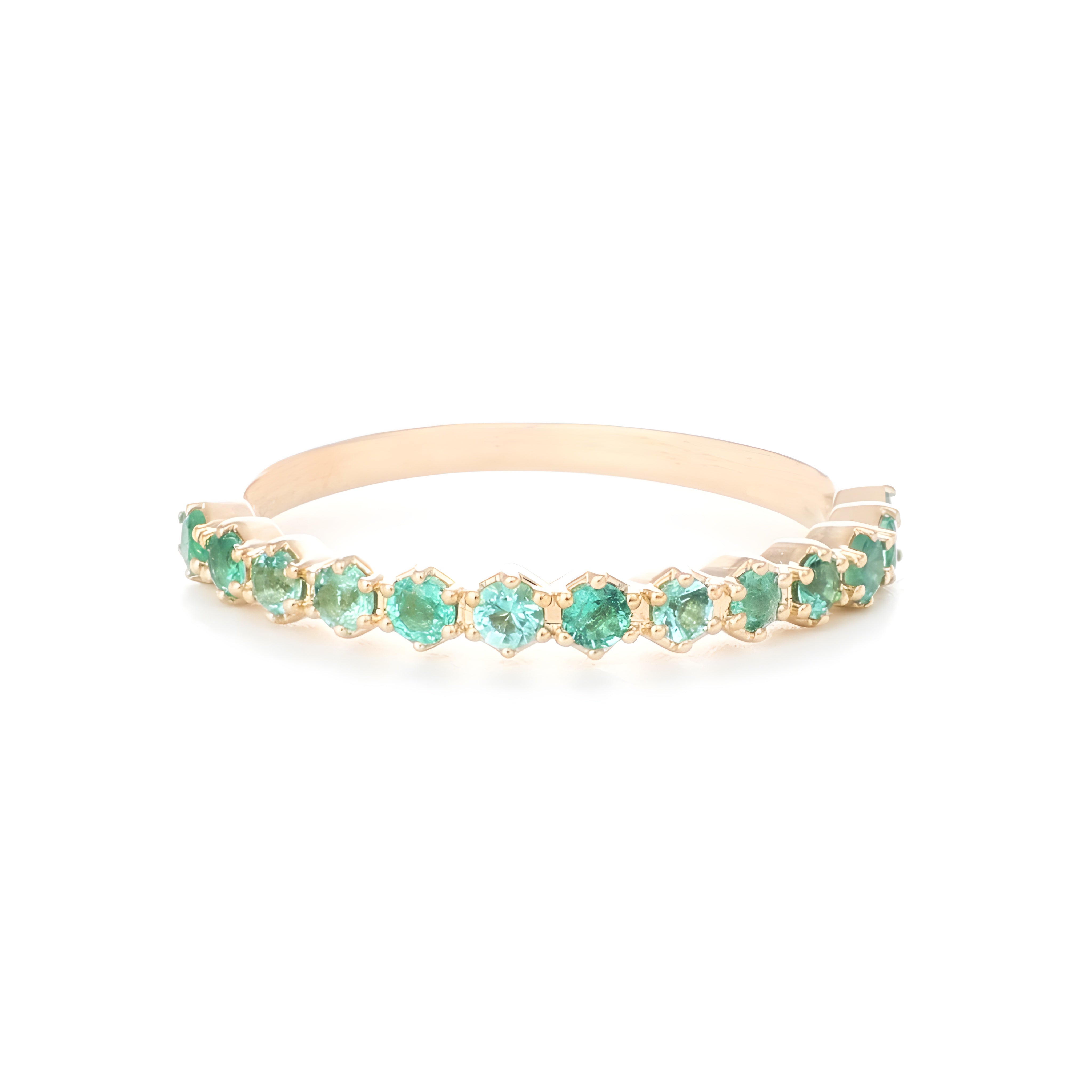 9ct Yellow Gold Natural Emerald Stacking Ring