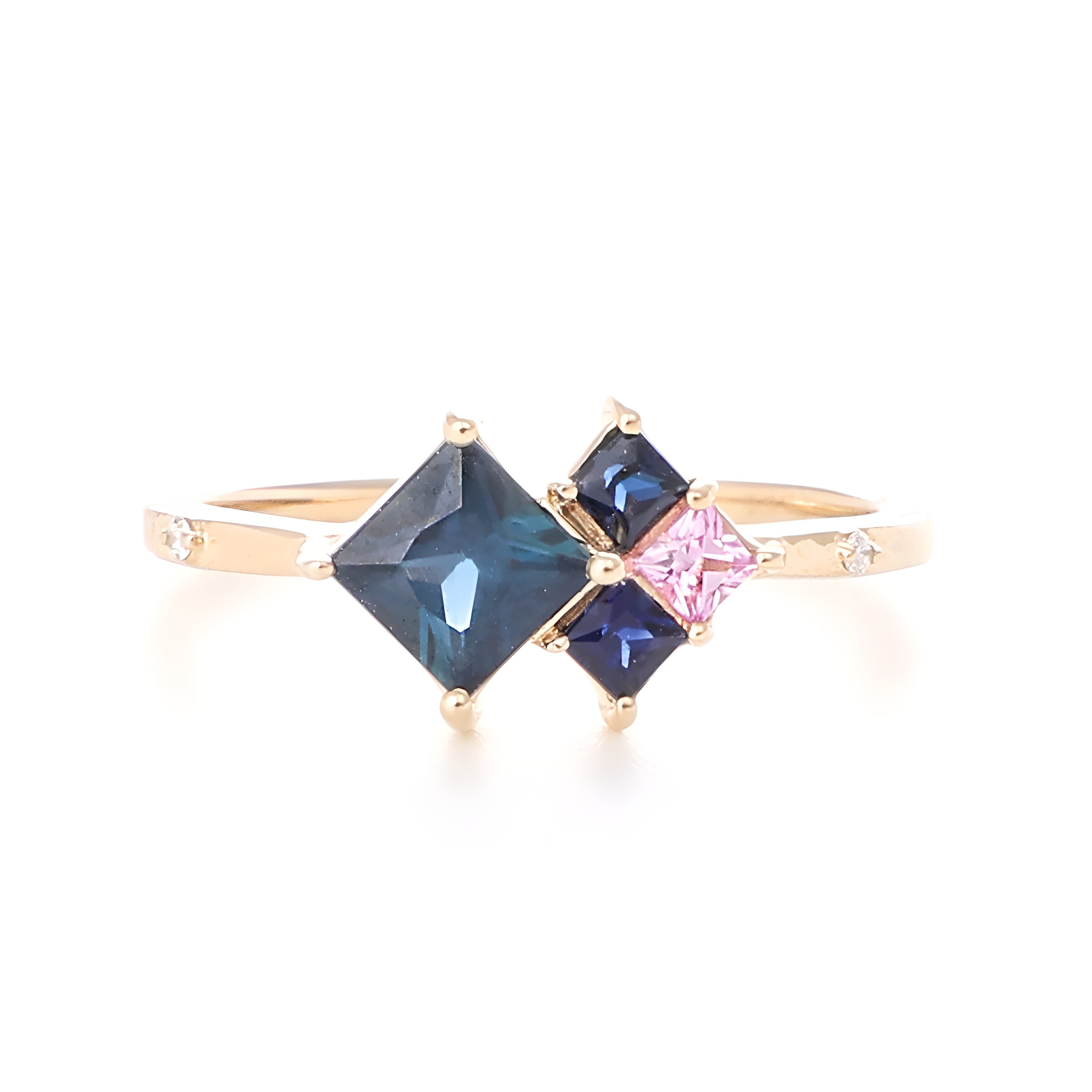 9ct Yellow Gold Blue & Pink Natural Sapphire Ring