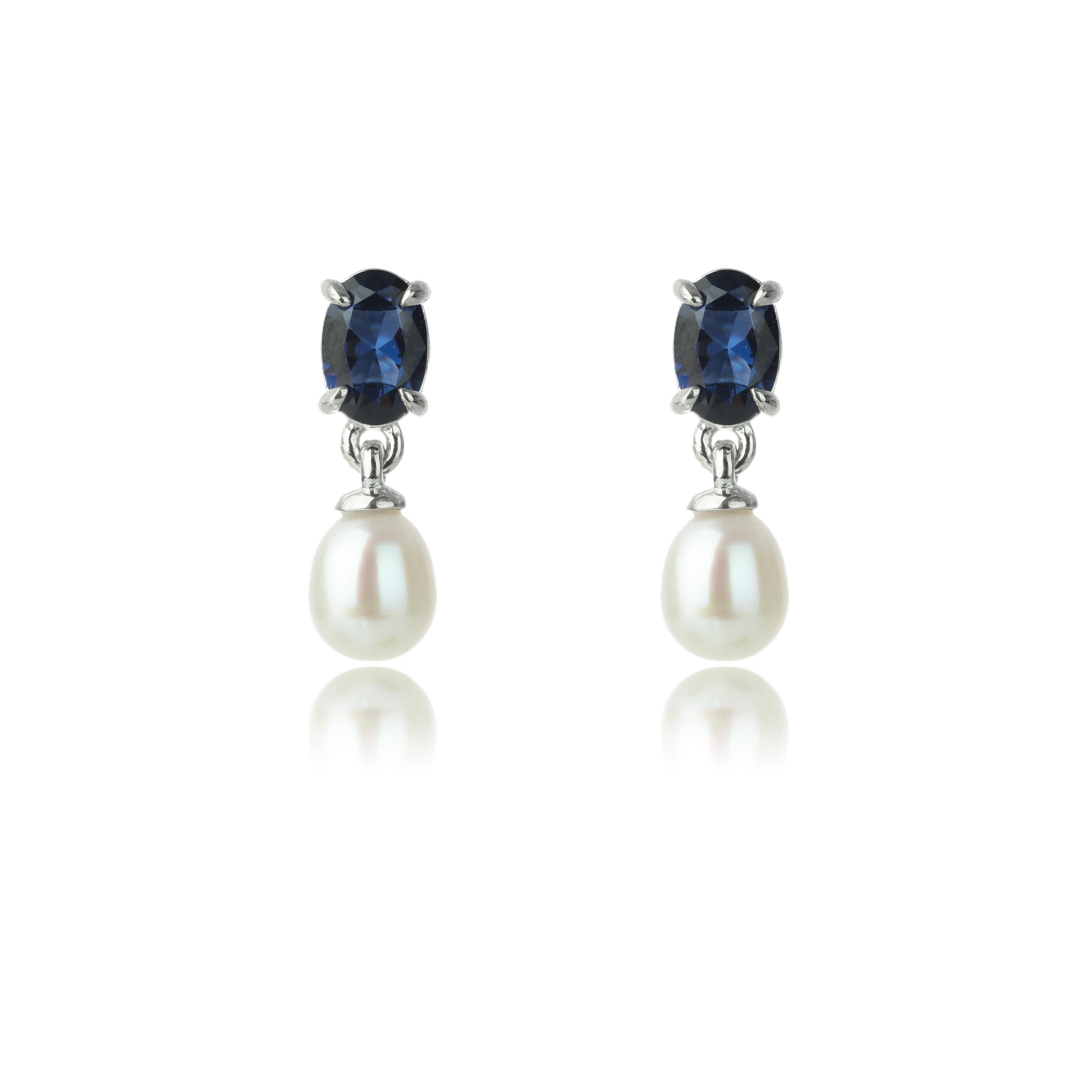 Georgini Oceans Whitsundays Freshwater Pearl Earrings Sapphire Blue