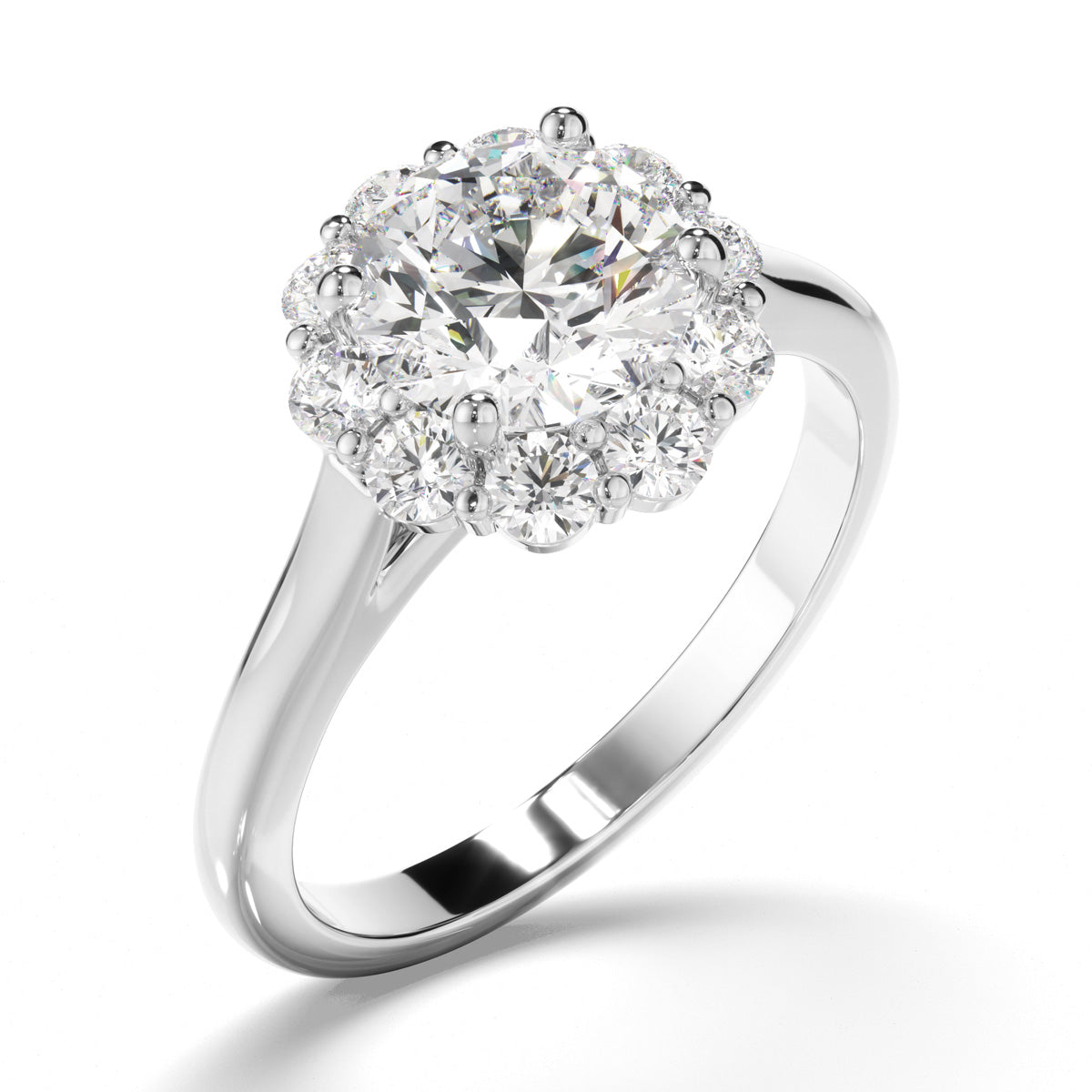 Round Brilliant Cut Diamond Halo Engagement Ring