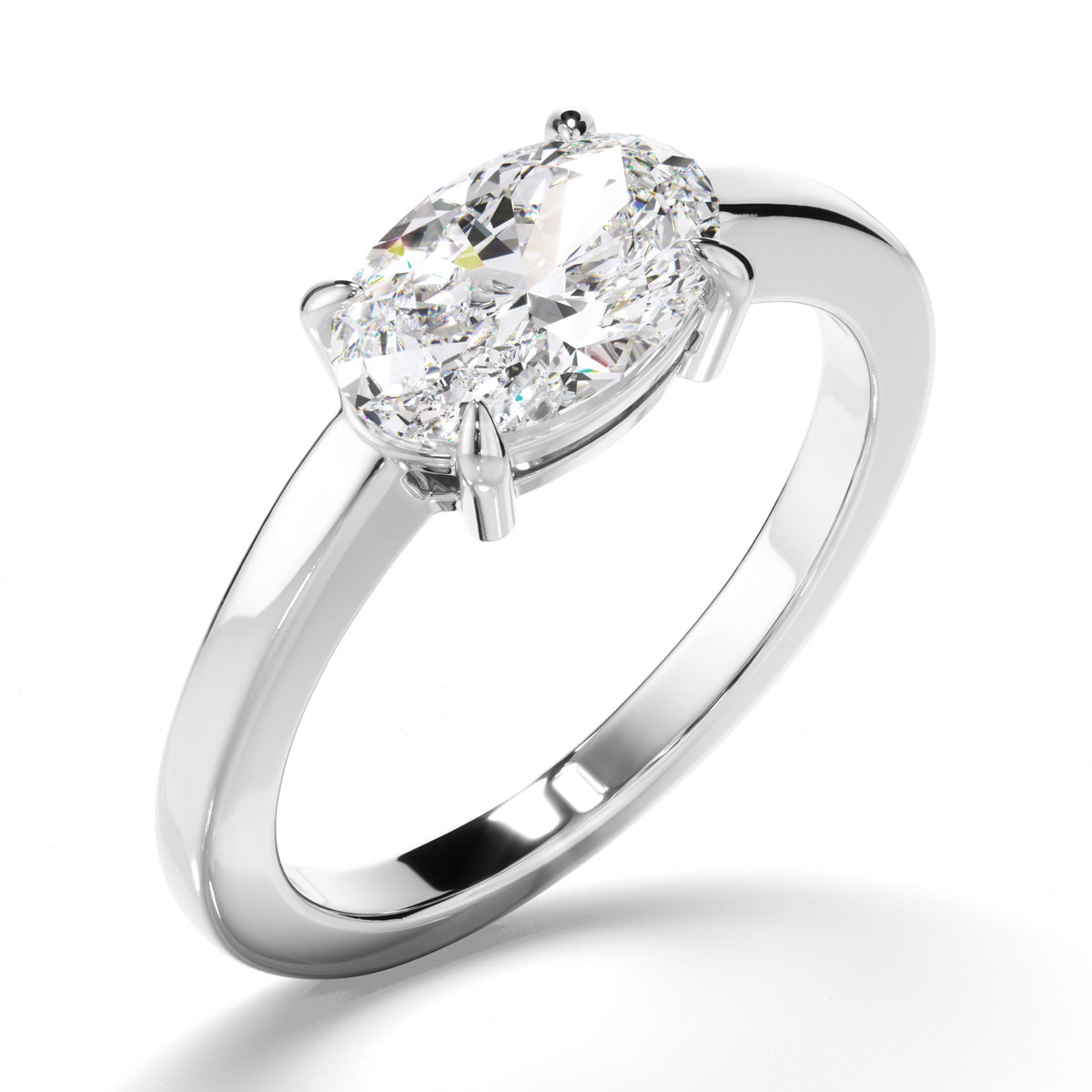 Oval Cut Diamond East West Solitaire Engagement Ring