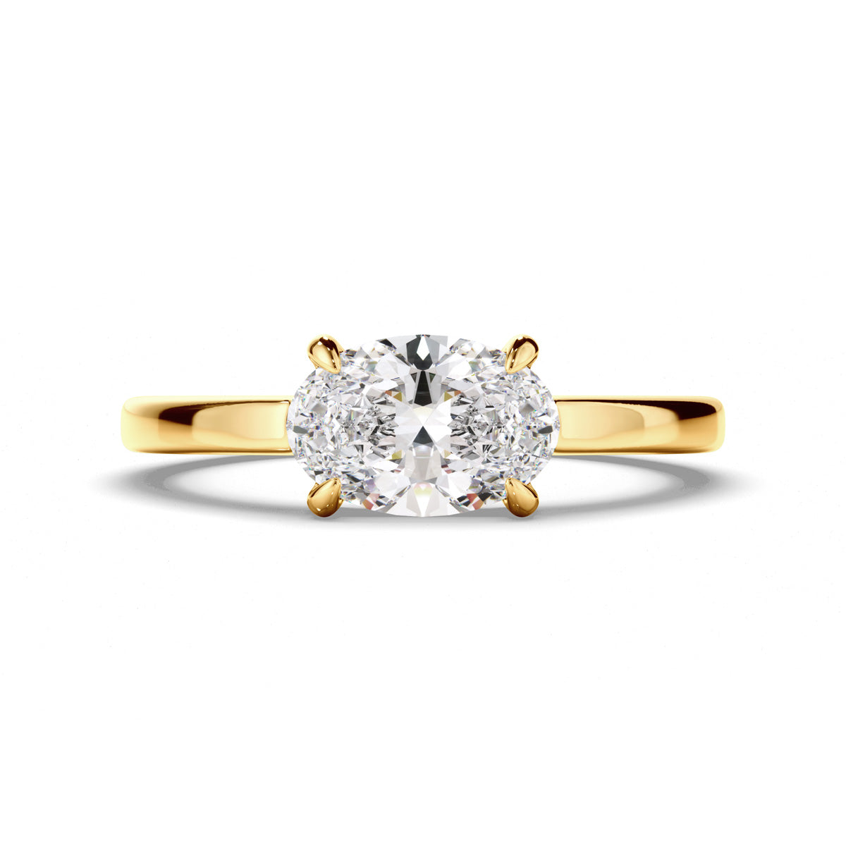 Oval Cut Diamond Solitaire East West Engagement Ring