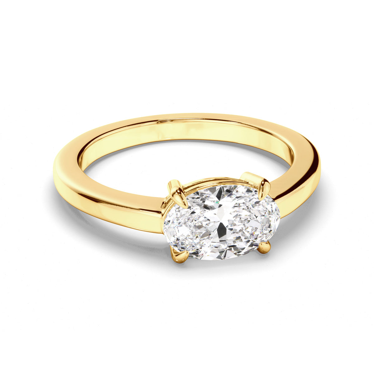 Oval Cut Diamond Solitaire East West Engagement Ring