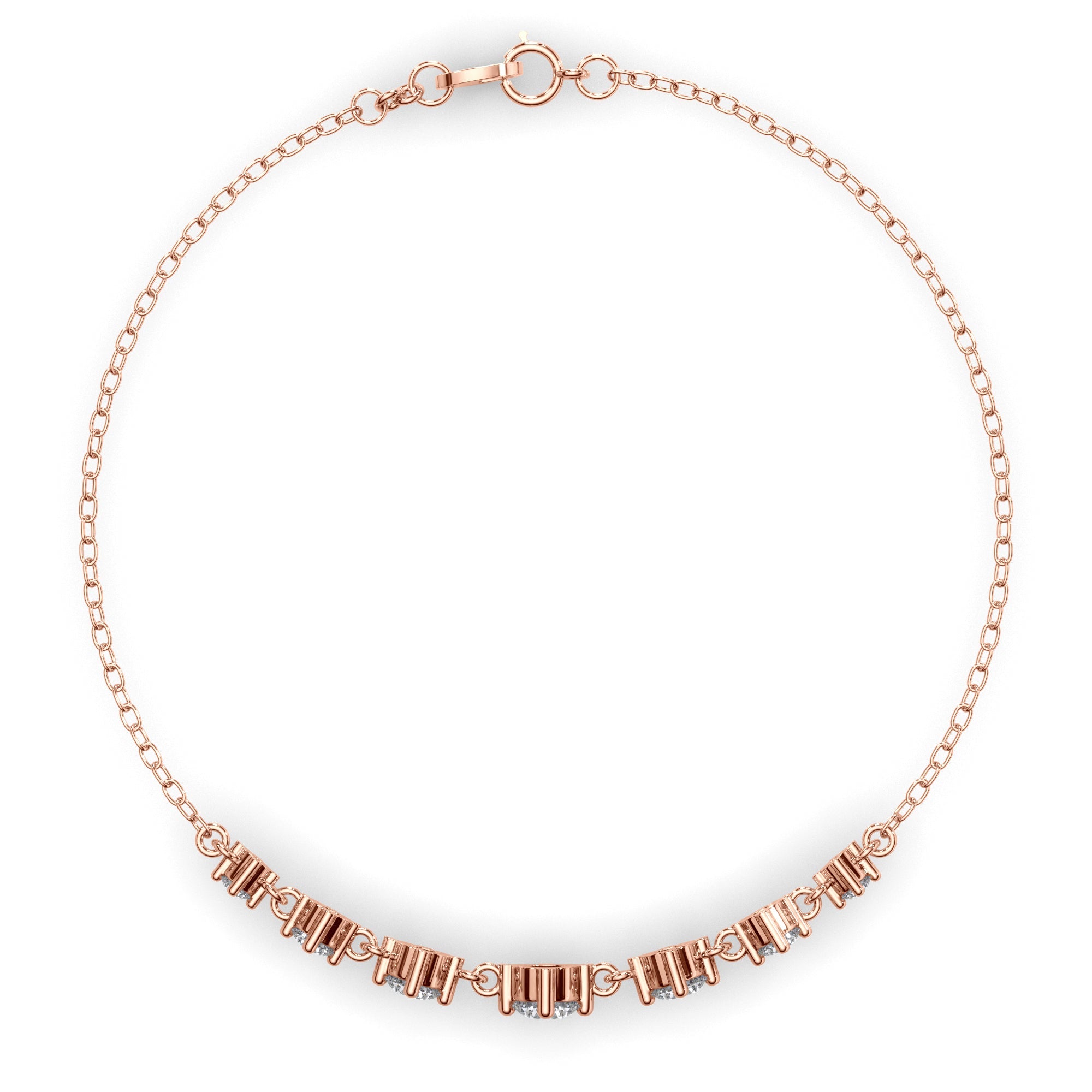 Graduating Round Brilliant Cut Natural Mined Diamond Bracelet