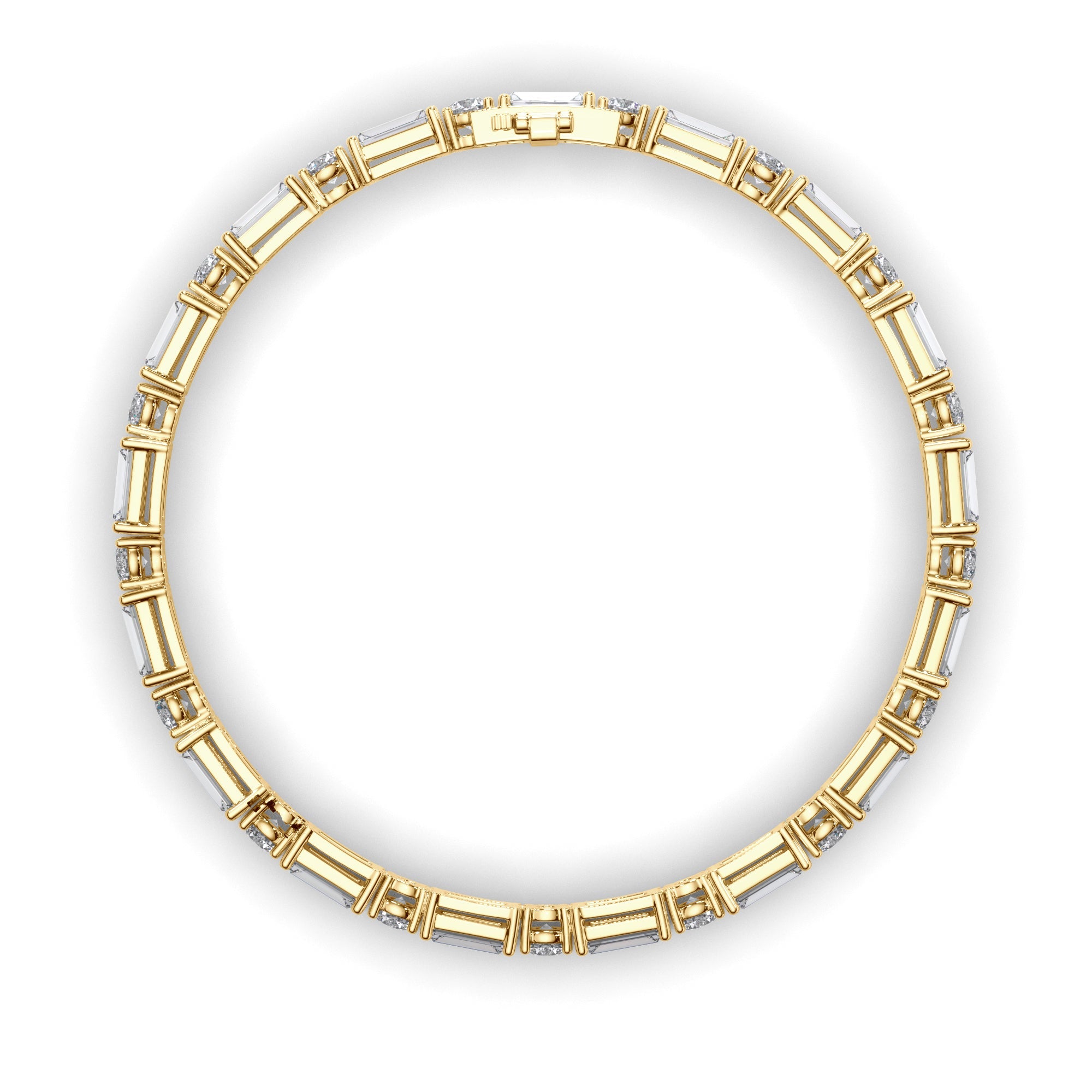 Round Brilliant & Baguette Cut Natural Mined Diamond Tennis Bracelet