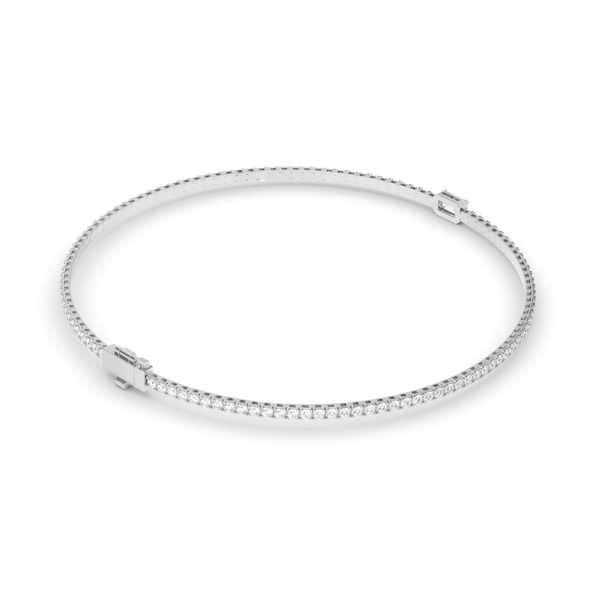 Emerald Cut Solitaire Laboratory Grown Diamond Tennis Bracelet