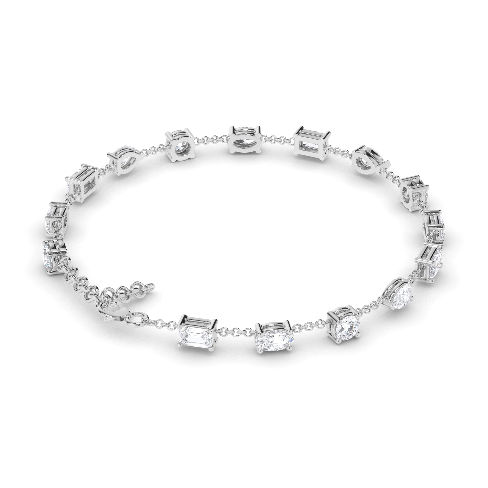 Multi-Shape Natural Mined Diamond Tennis Bracelet