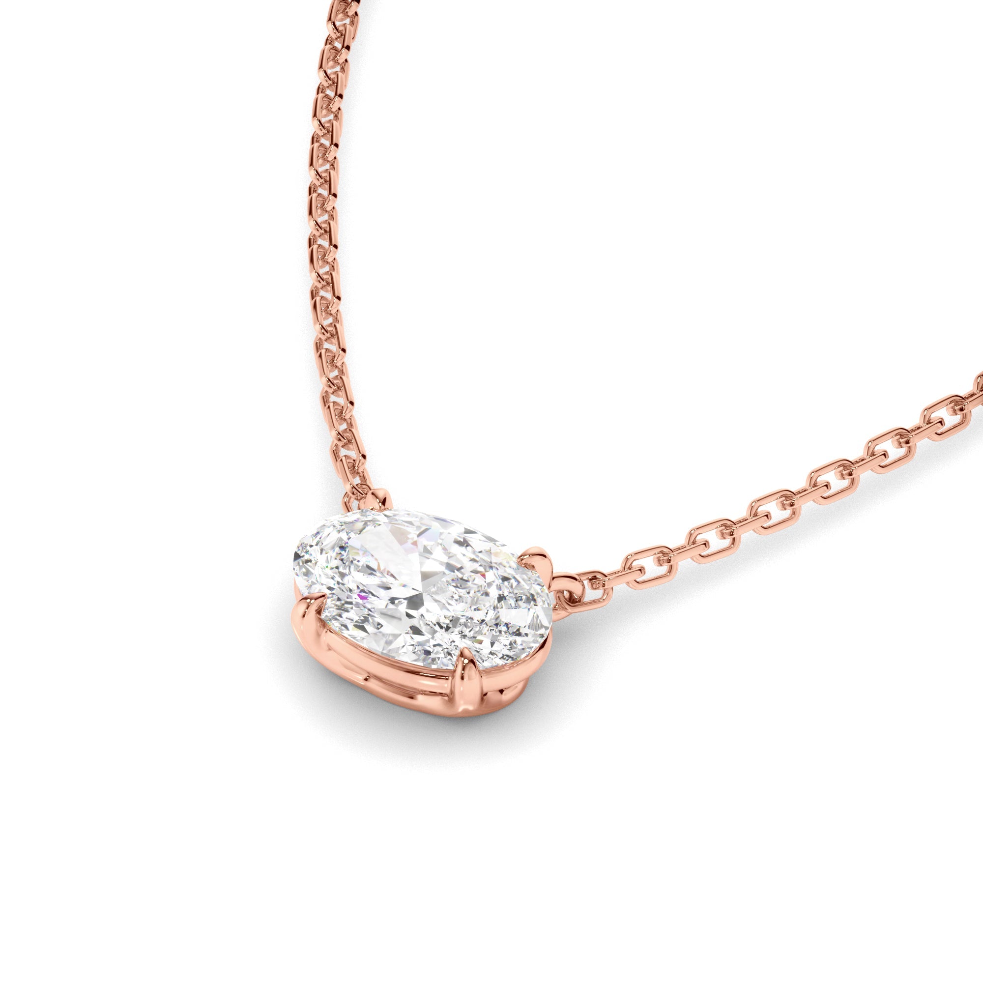 East West Oval Cut Diamond Necklet