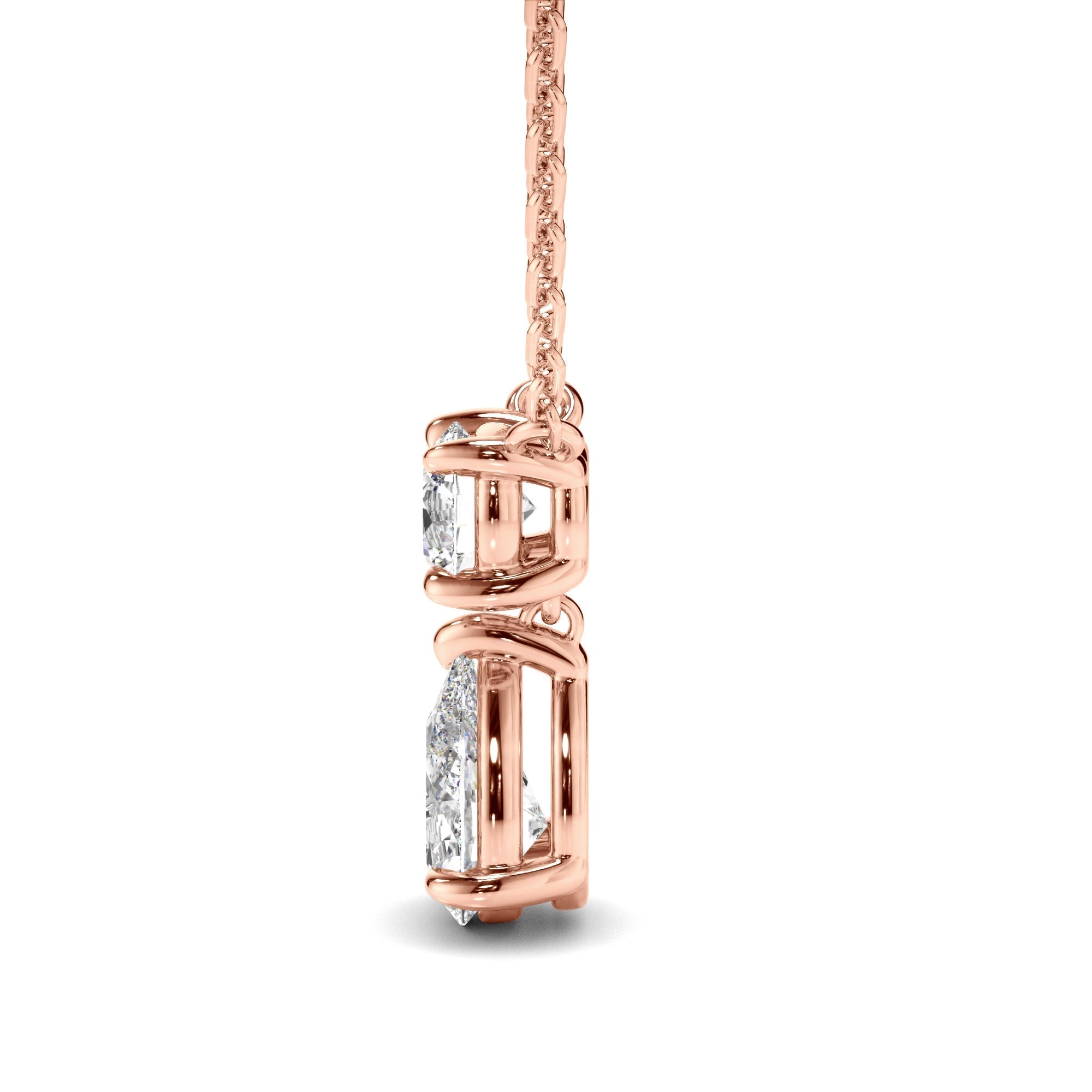 Pear & Round Brilliant Cut Diamond Drop Pendant