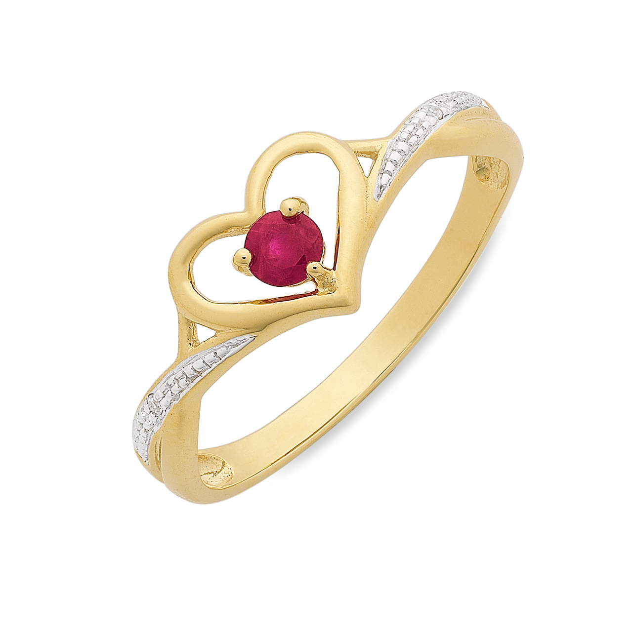 9ct gold natural ruby & diamond ring