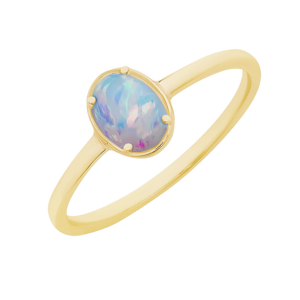 9ct Gold Created Opal Ring