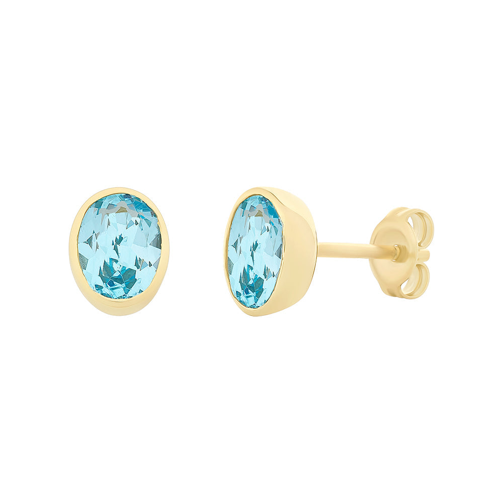 9ct Gold Blue Topaz Studs