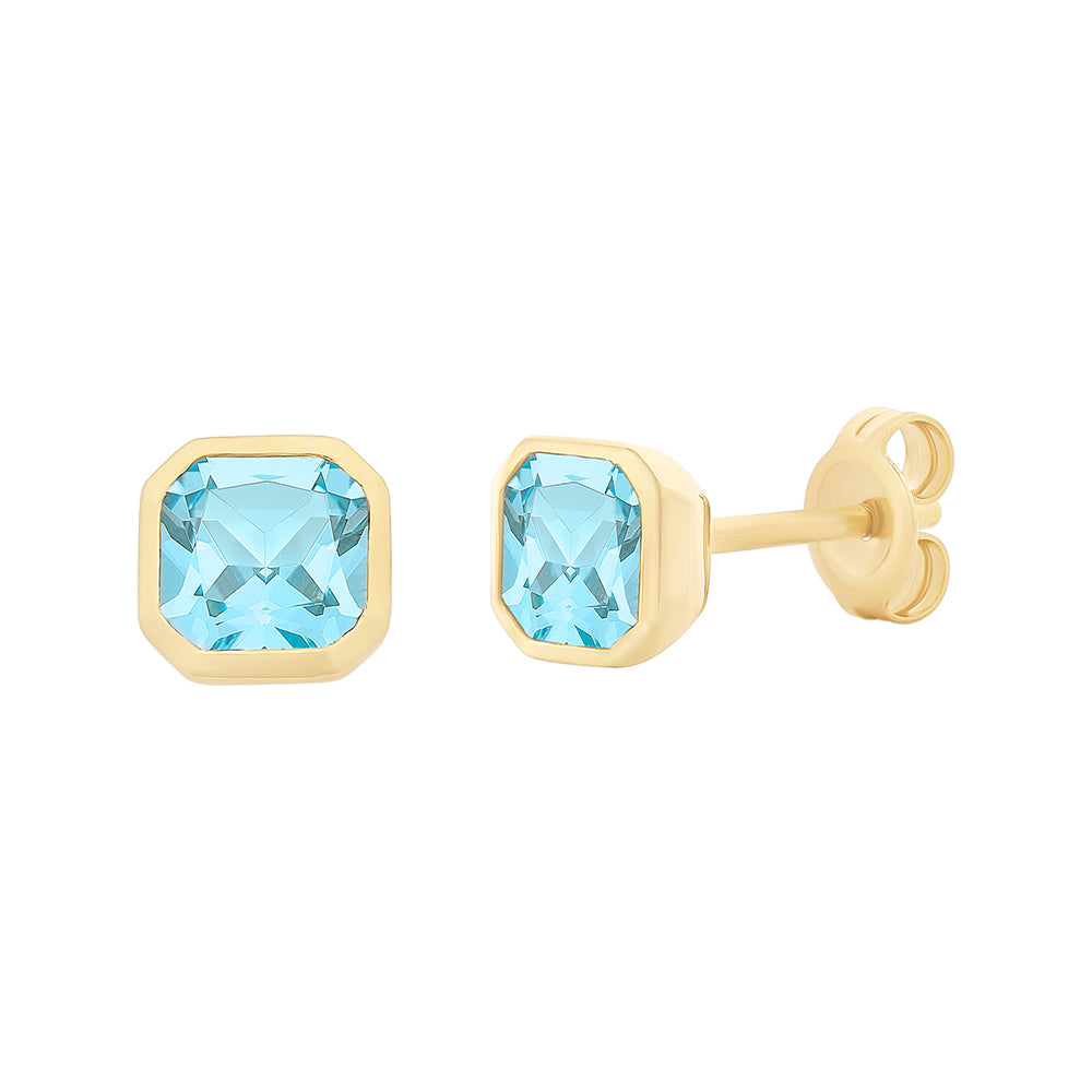 9ct Gold Blue Topaz Studs