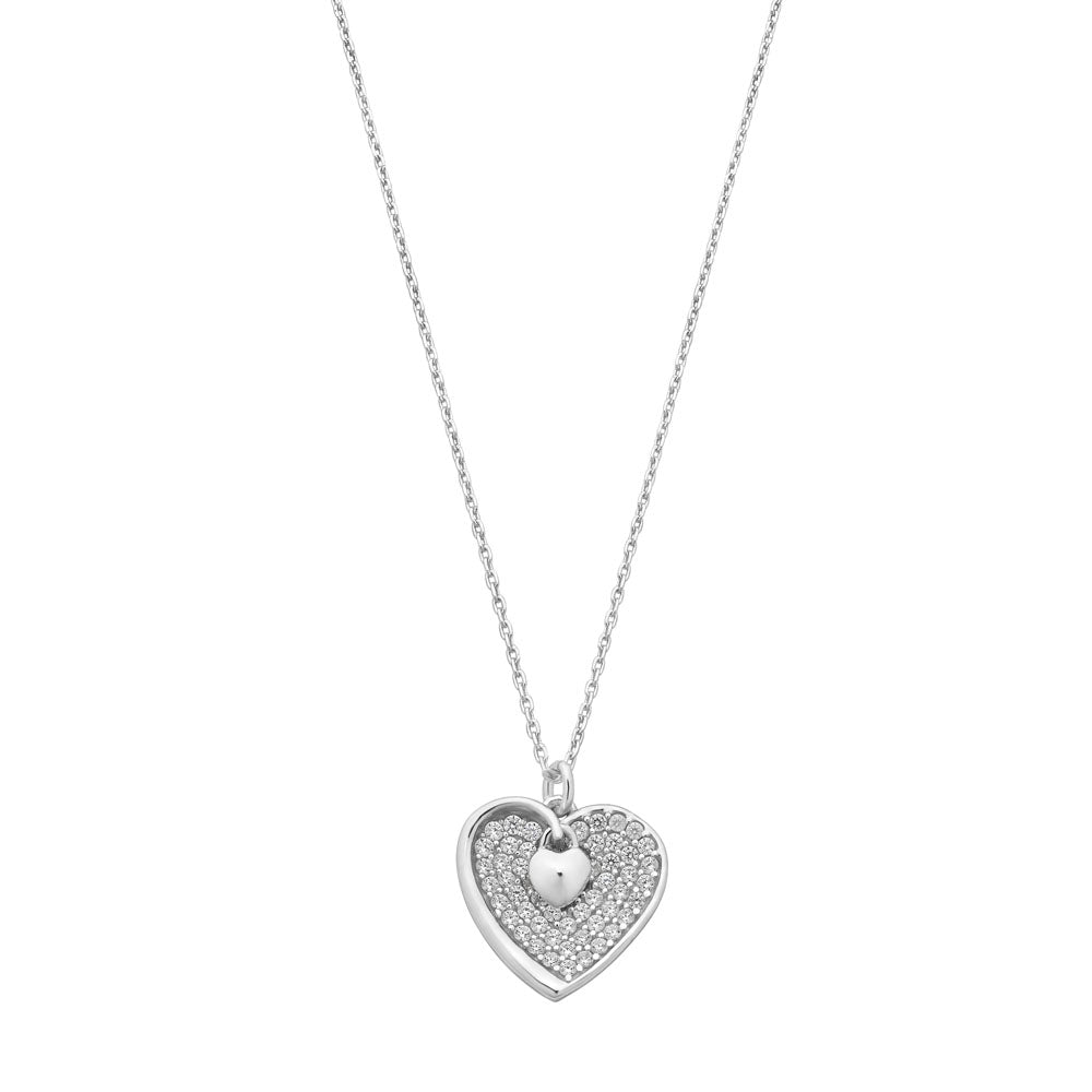 Sterling Silver Cubic Zirconia Heart Necklace