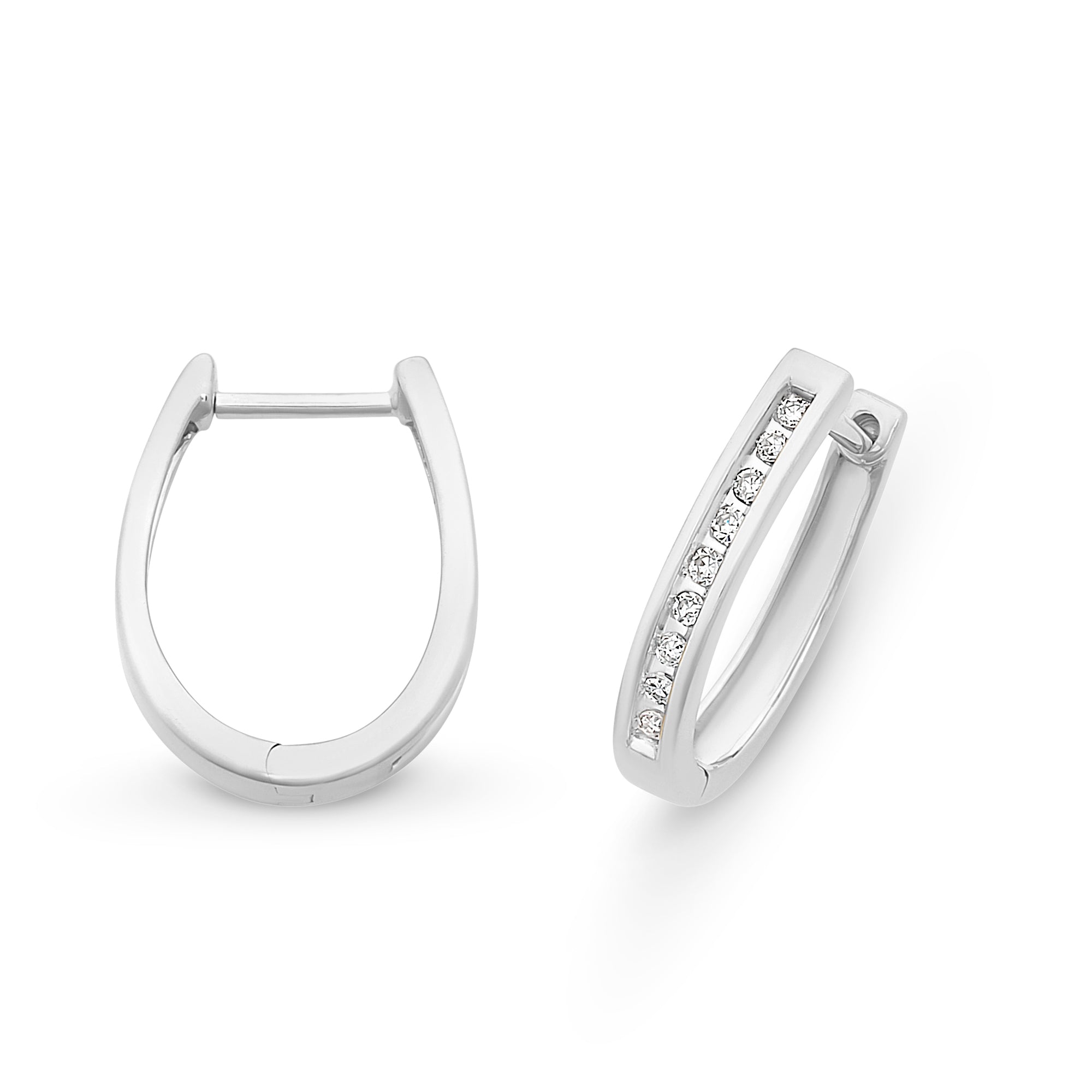 9ct White Gold Diamond Huggies