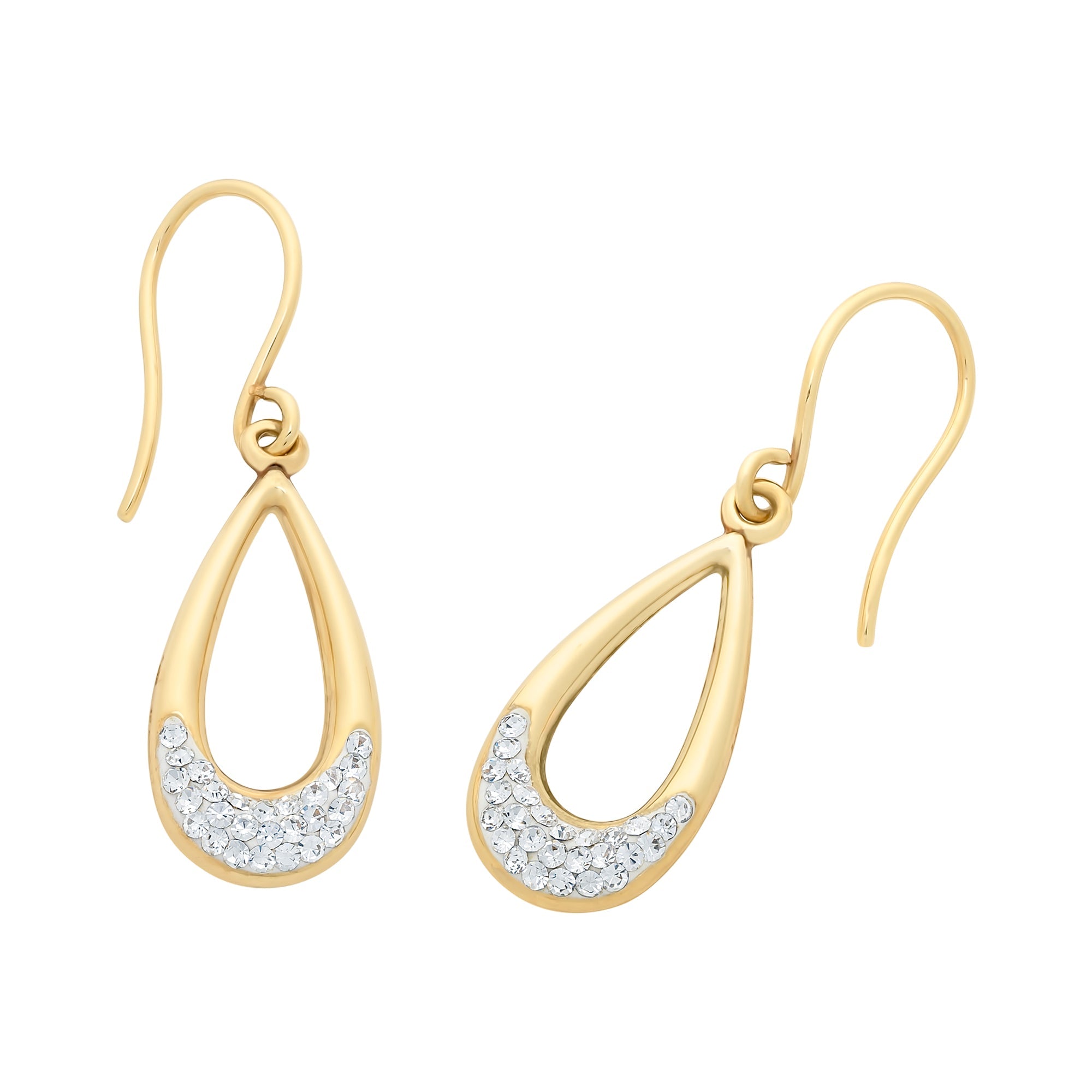 9ct Gold Crystal Drop Earrings