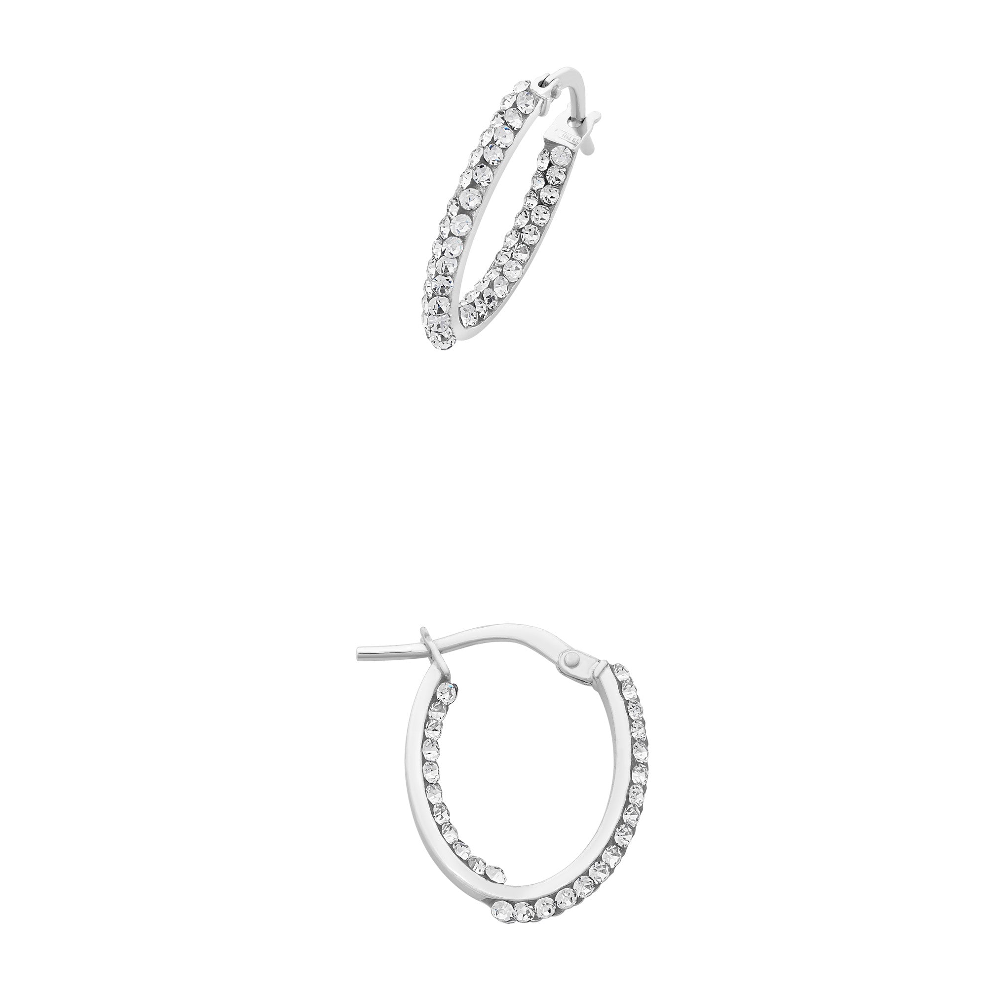 9ct White Gold Silver Filled Hoop Earrings with Swarovski Crystals