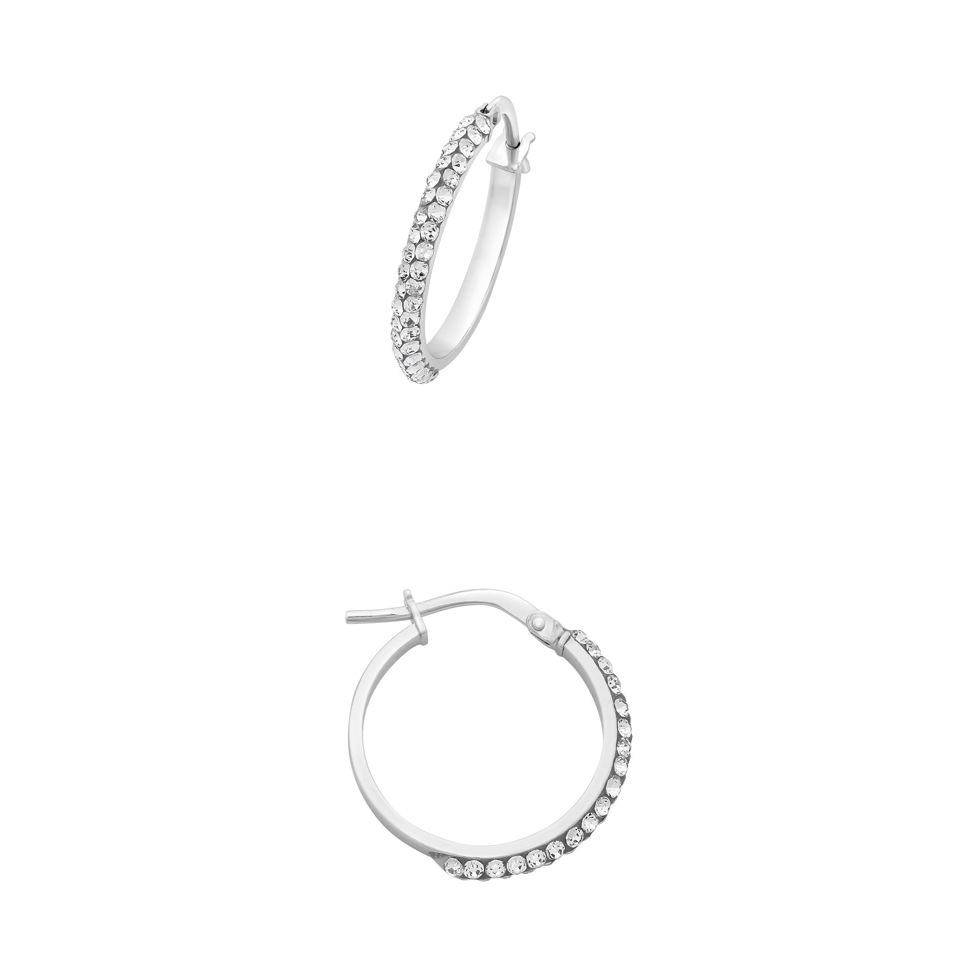 9ct White Gold Silver Filled Hoop Earrings with Swarovski Crystals