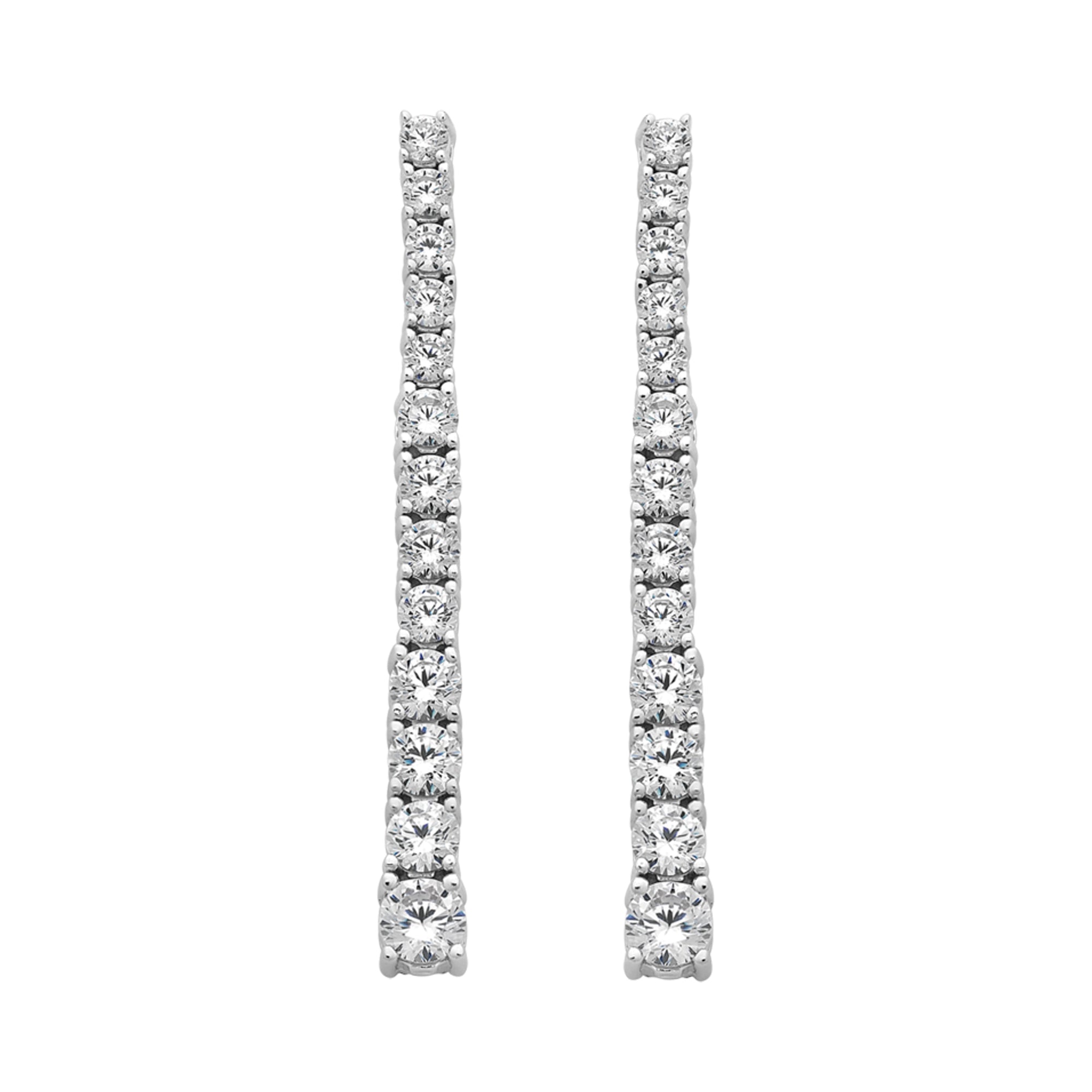 Sterling Silver Cubic Zirconia Graduated Earrings