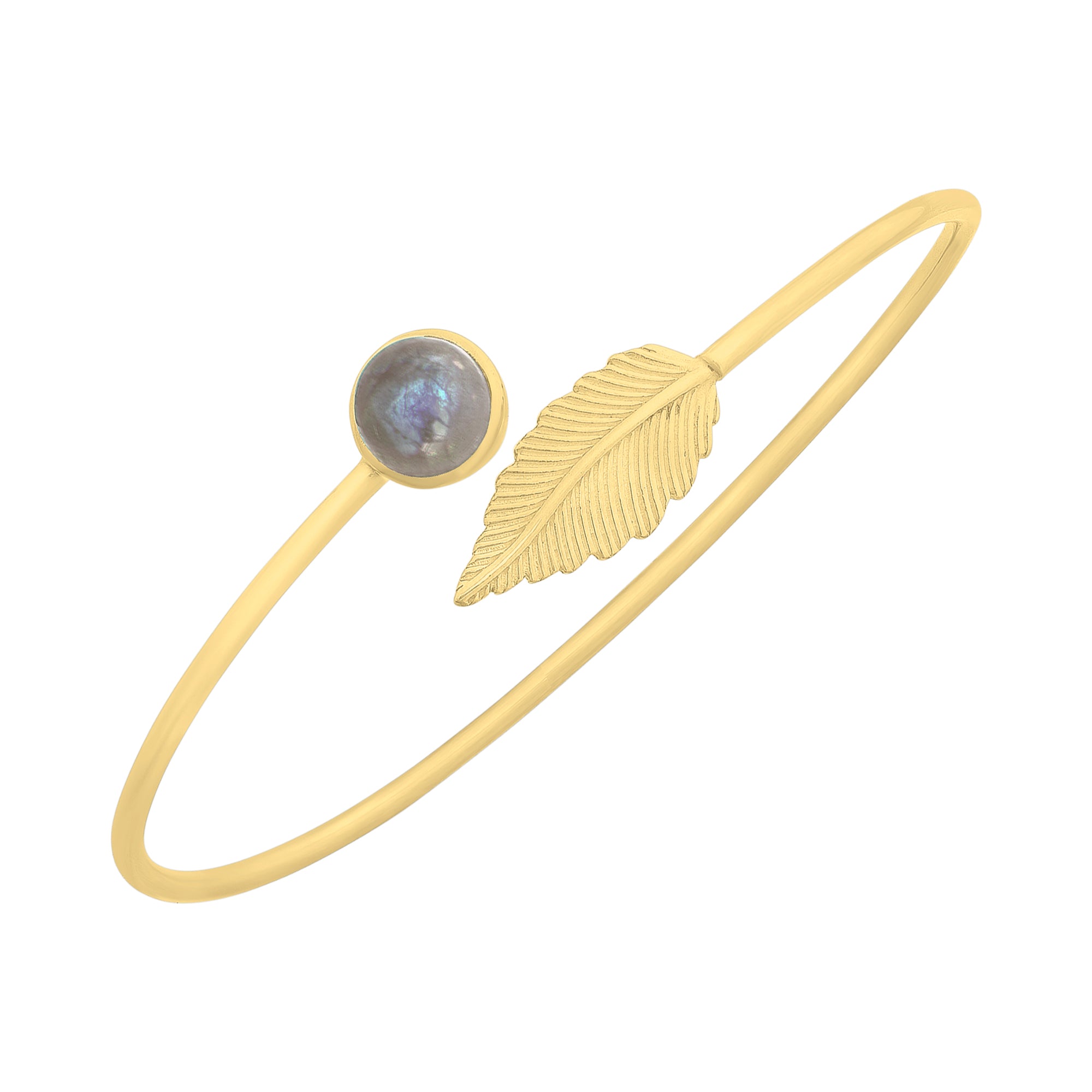 Gold-Plated Sterling Silver Labradorite Bangle - M3400