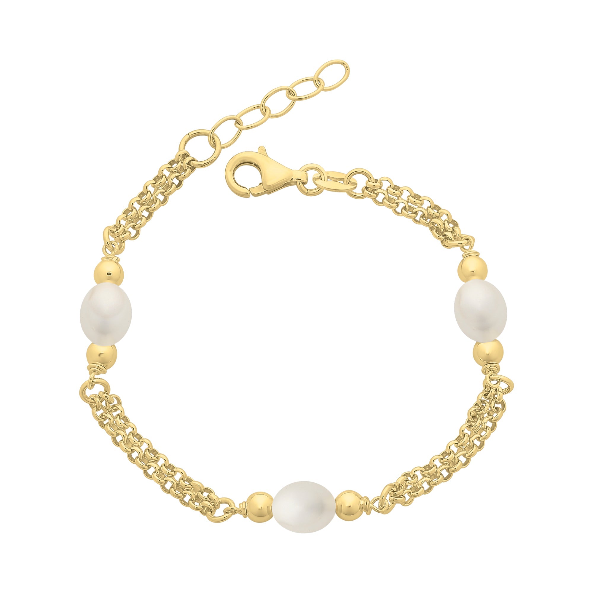 Gold-Plated Sterling Silver Freshwater Pearl Bracelet