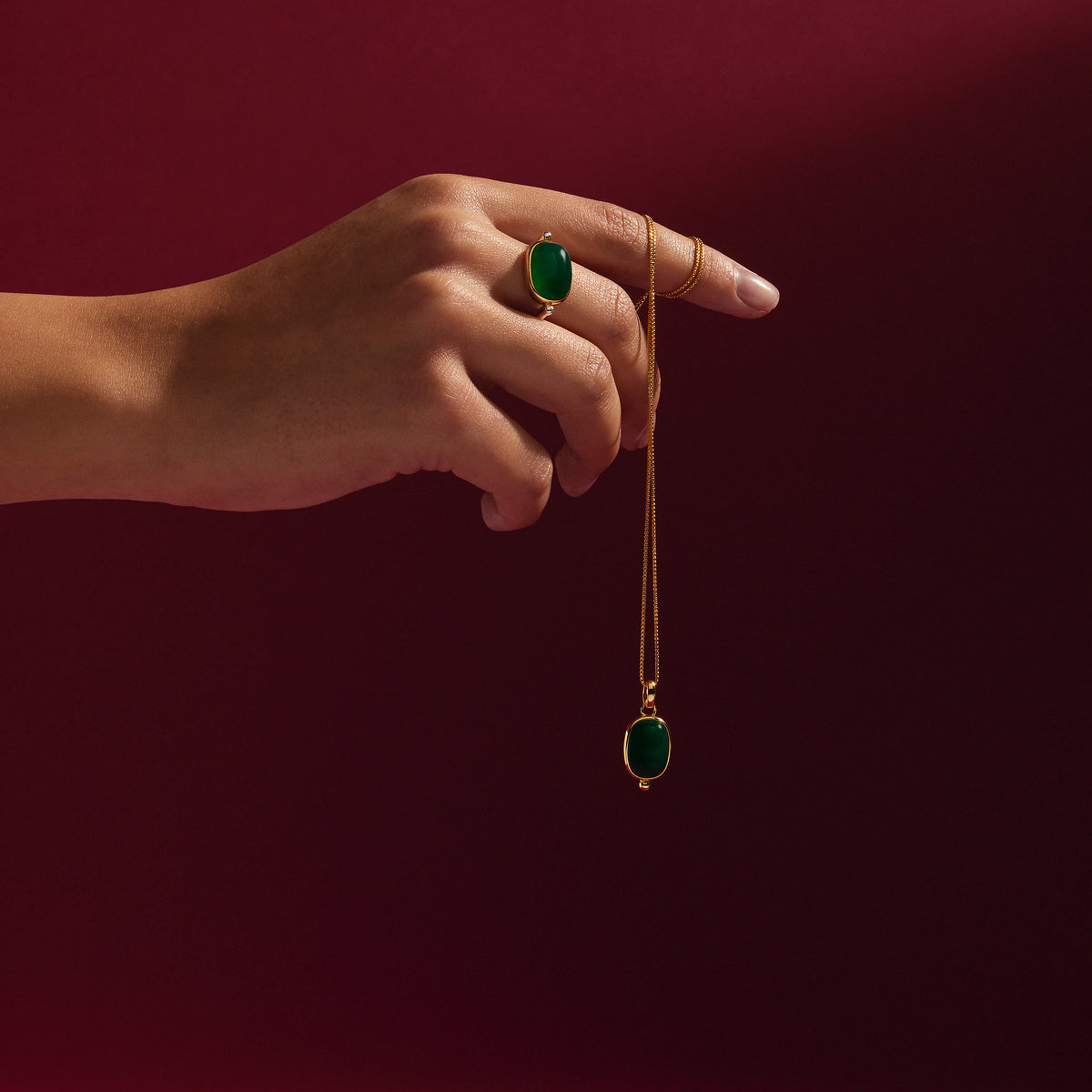 Najo Fleur Green Onyx Ring - Medium