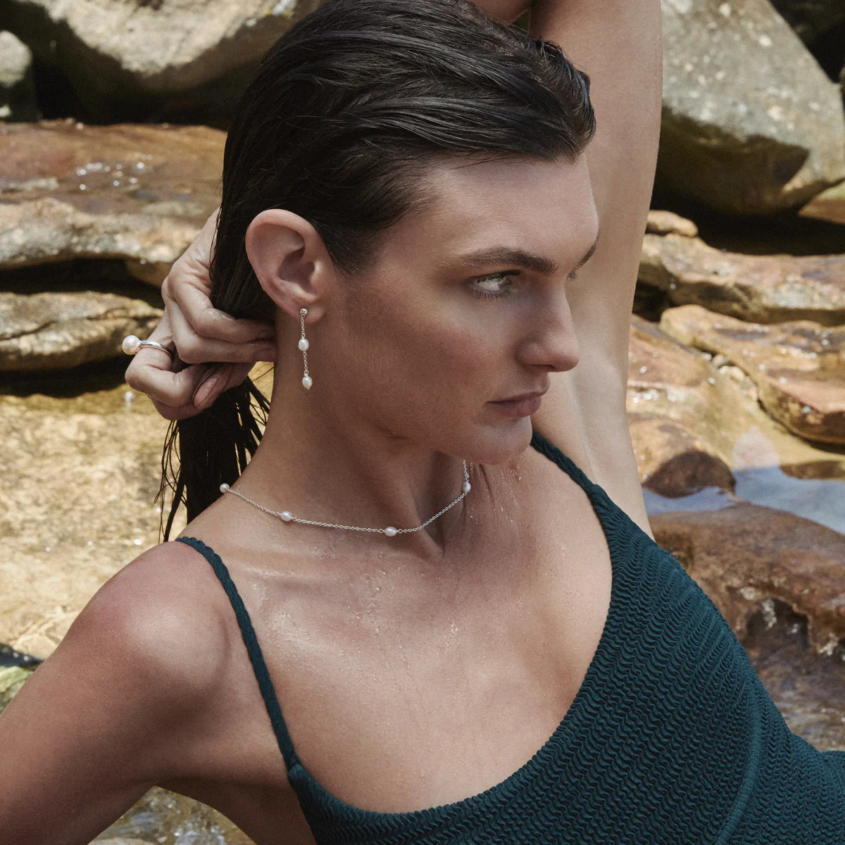 Najo Tidal Whisper Silver Pearl Necklace