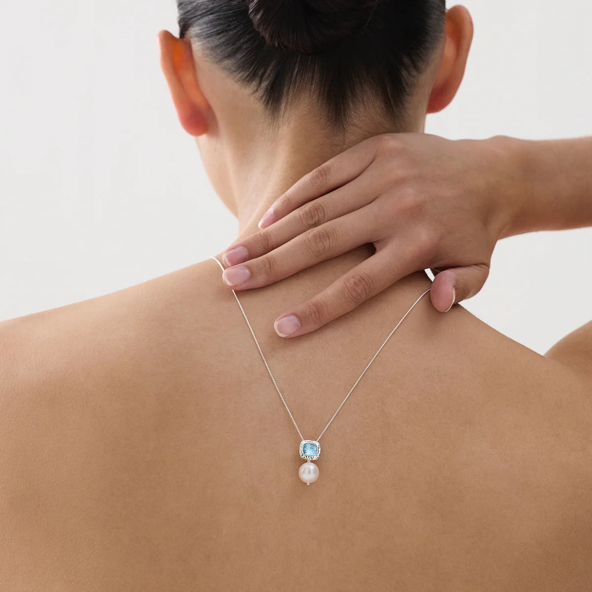 Najo Blue Lagoon Silver Pearl Necklace