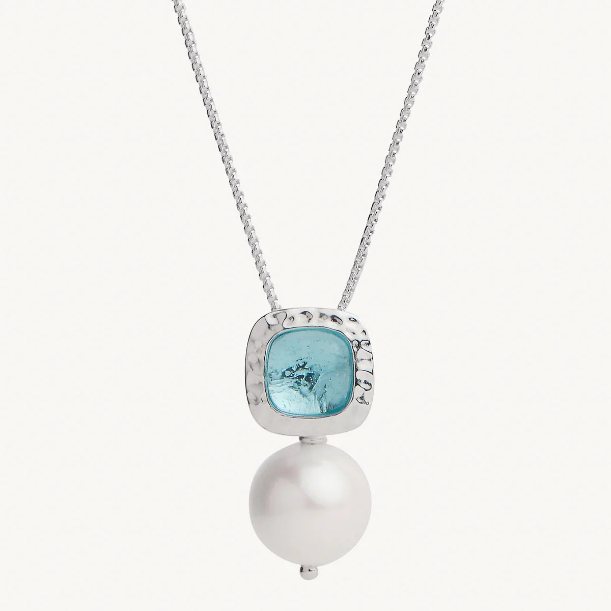 Najo Blue Lagoon Silver Pearl Necklace