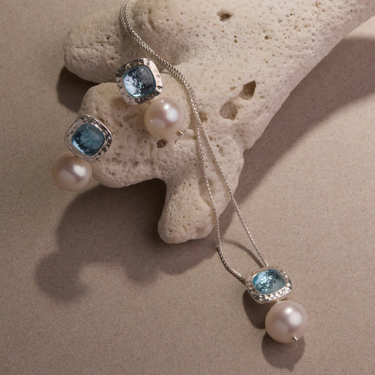 Najo Blue Lagoon Silver Pearl Necklace