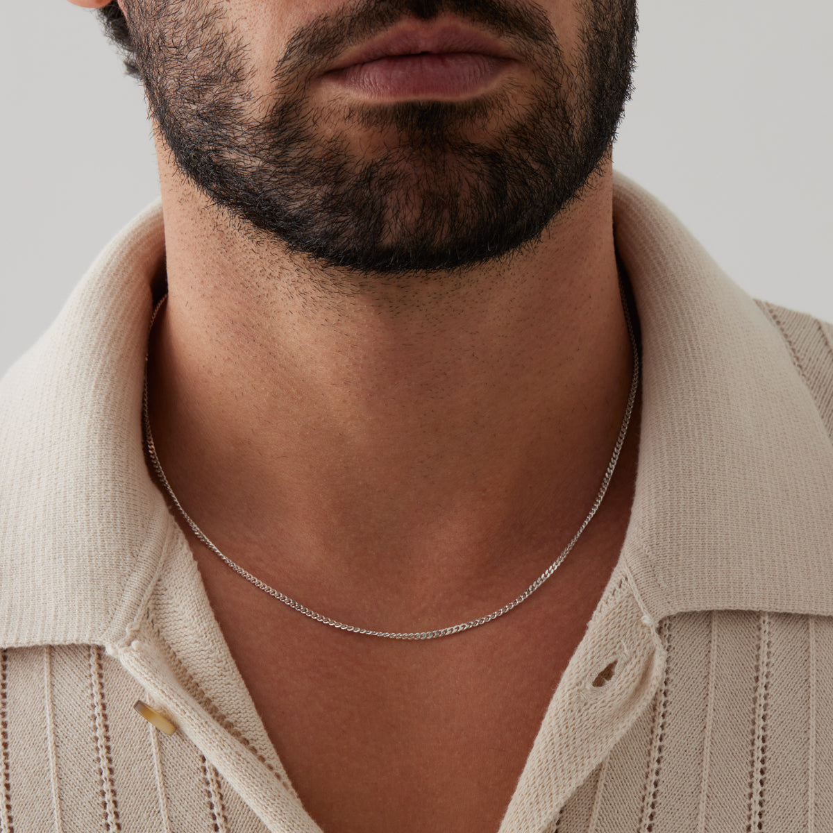 Najo Cuban Men's Silver Chain Necklace 2.1mm