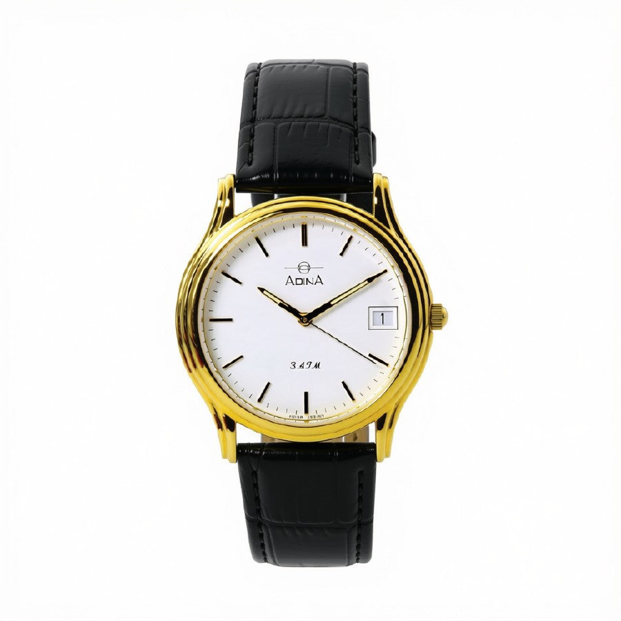 Adina Everyday Dress Watch NK39 G1XS Black Leather Strap