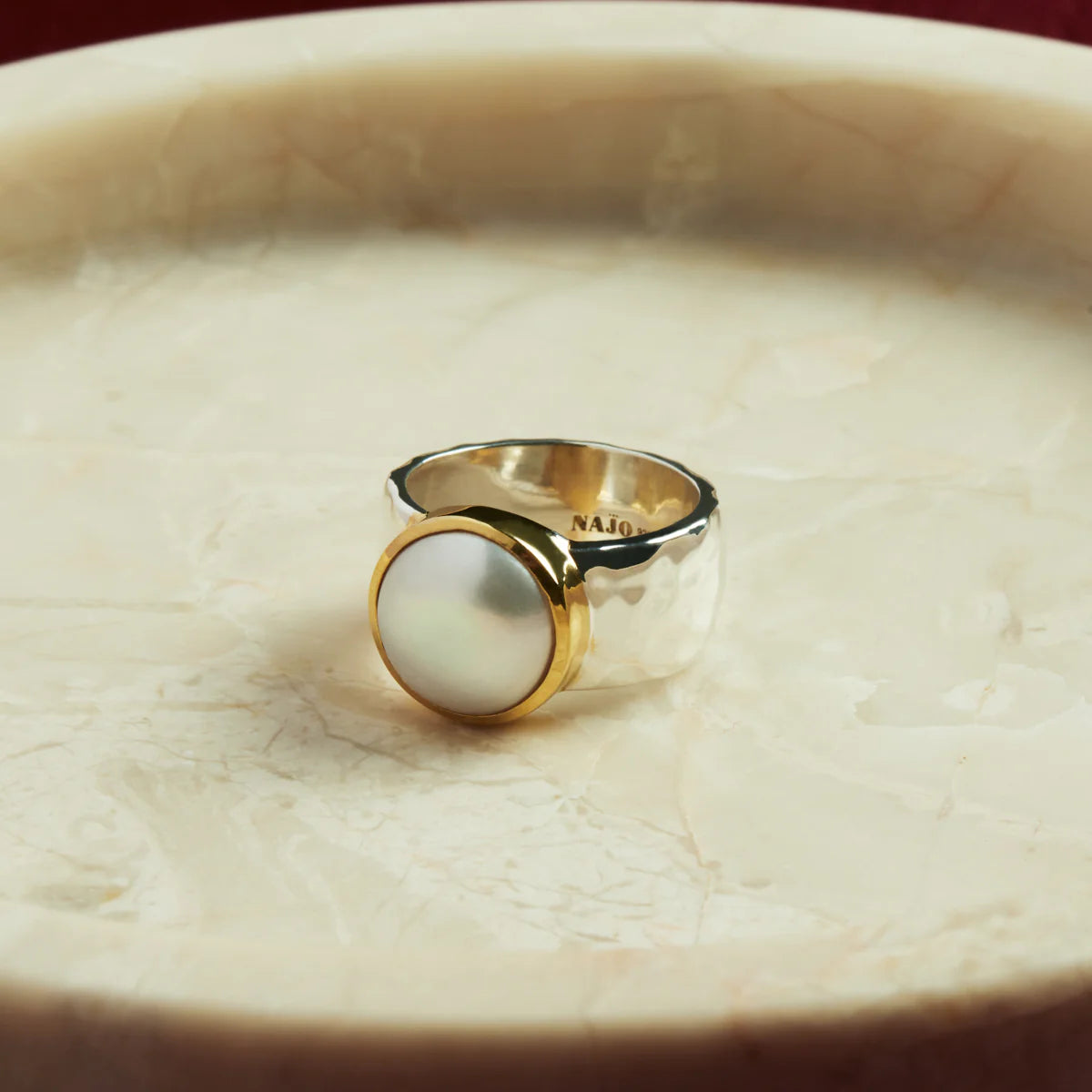 Najo Chroma Sil/Yell Gold Pearl Ring - Large