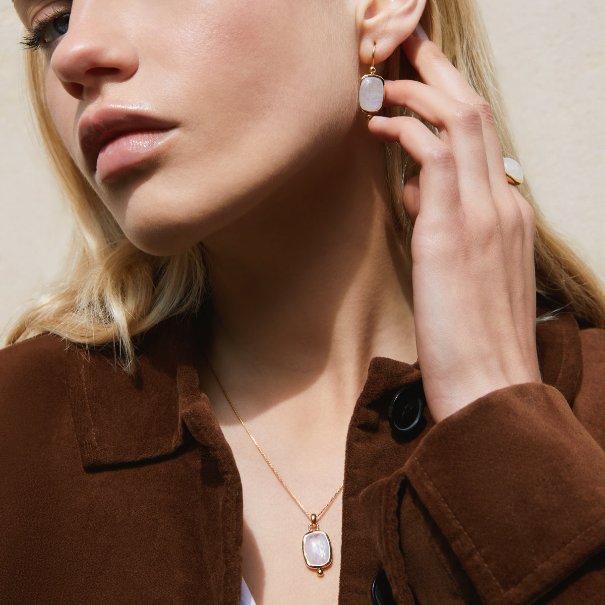 Najo Fleur Rainbow Moonstone Earrings