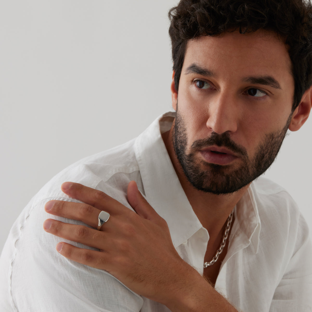Najo Quadris Men’s Silver Signet Ring - 11