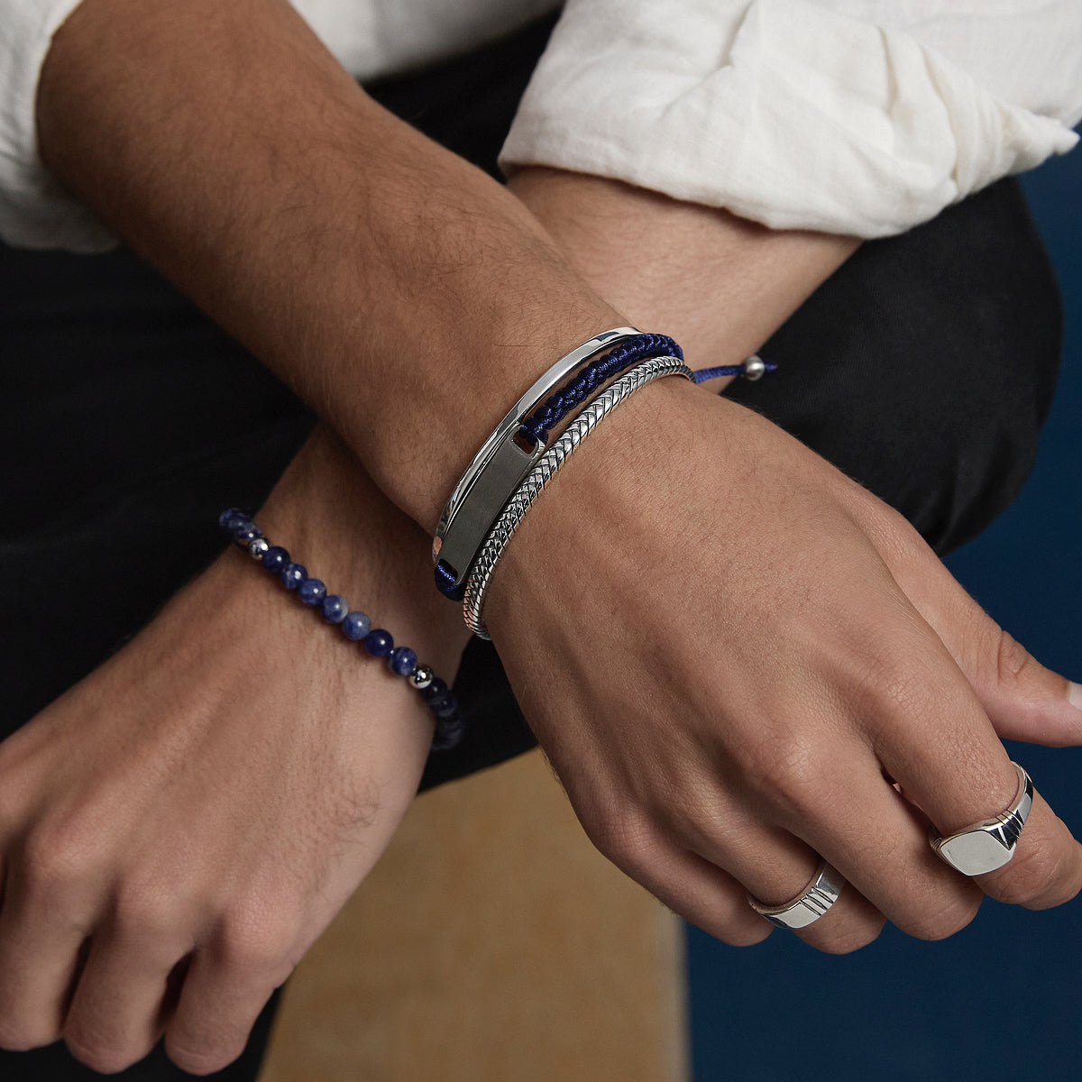 Najo Elemental Men’s Cord Identity Bracelet - Navy