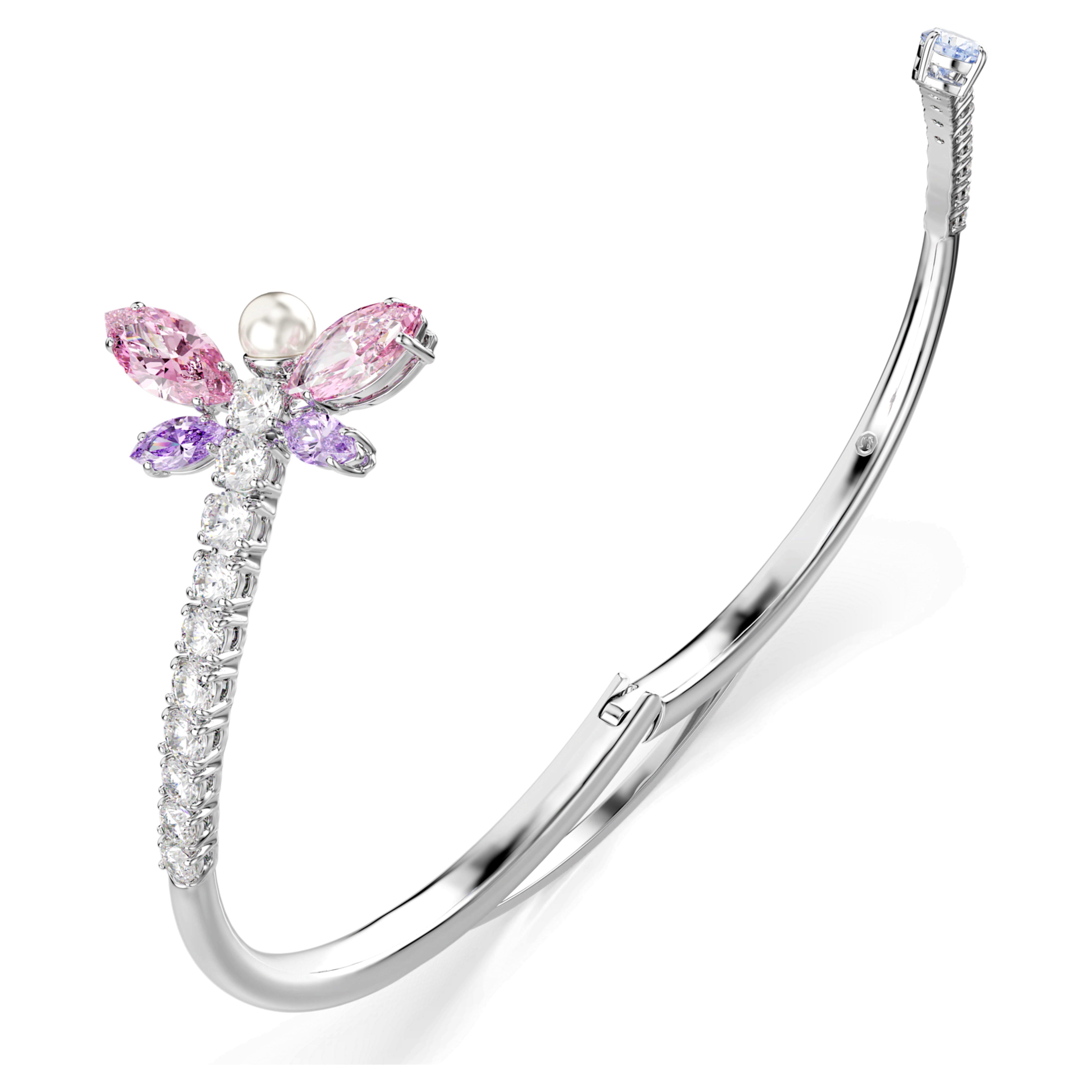 Swarovski Ariana Grande x Swarovski Bangle – Mixed cuts, Dragonfly, Multicolored, Rhodium plated