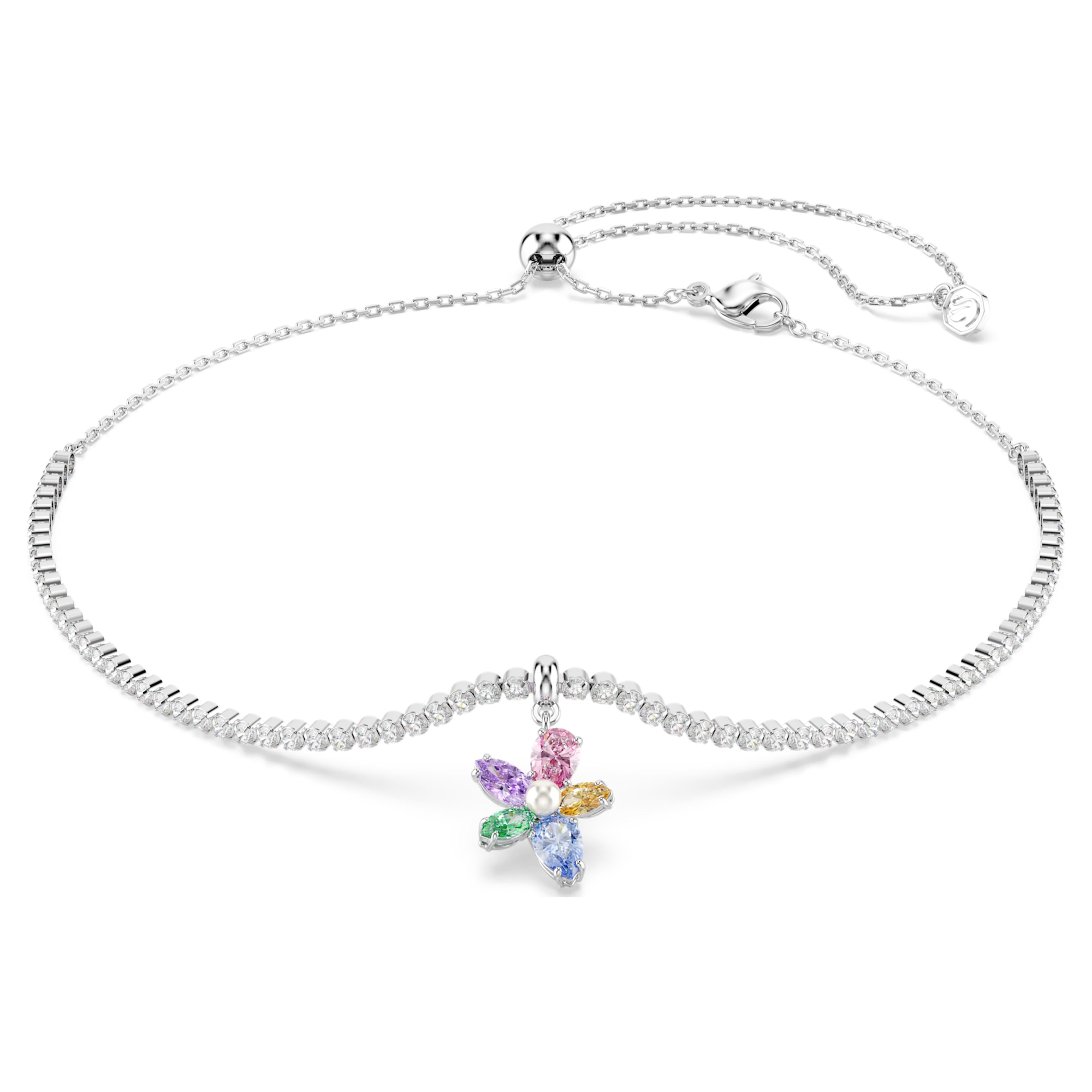 Swarovski Ariana Grande x Swarovski Choker – Mixed cuts, Flower, Multicoloured, Rhodium plated