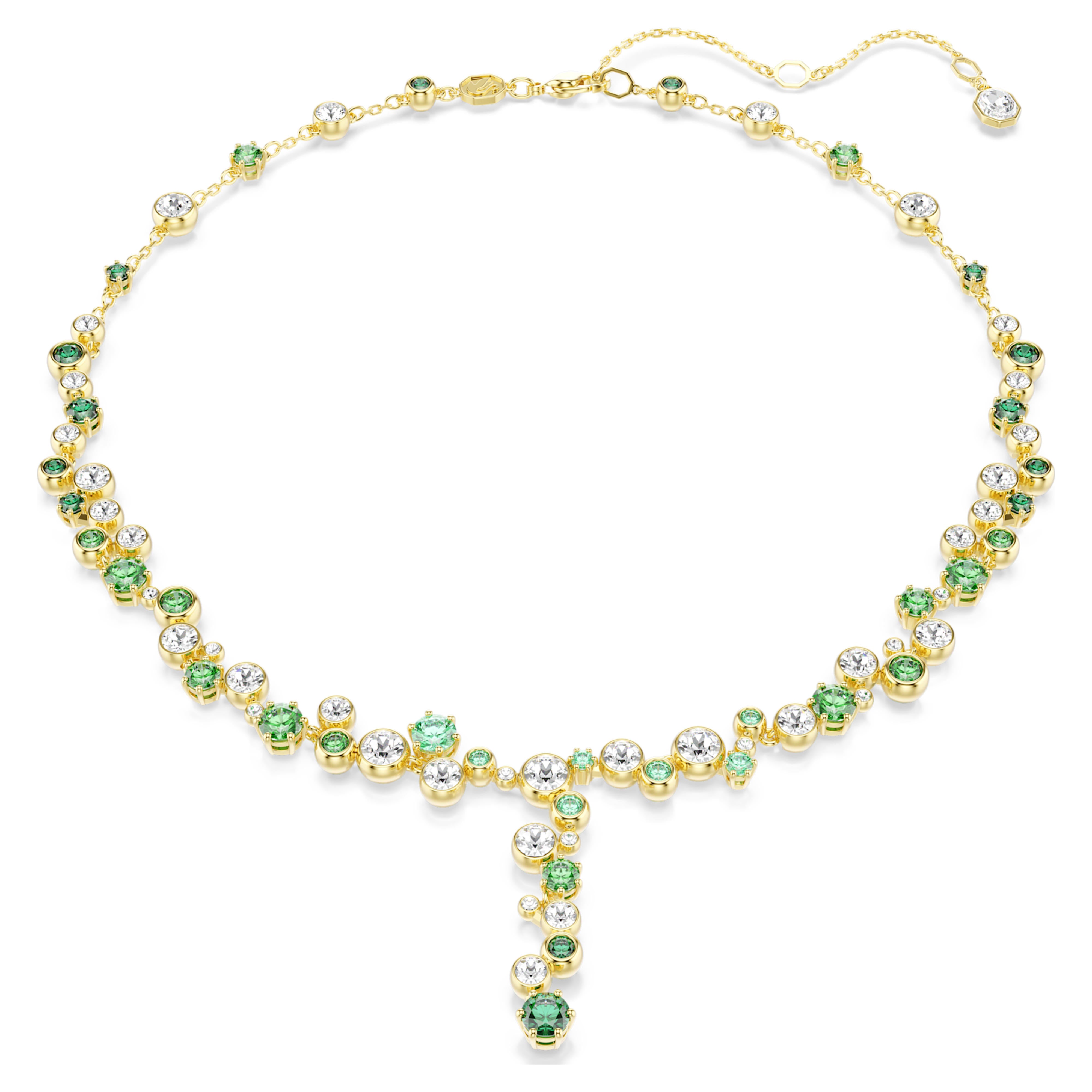 Swarovski Constella Y Necklace – Mixed cuts, Green, 18K gold finish