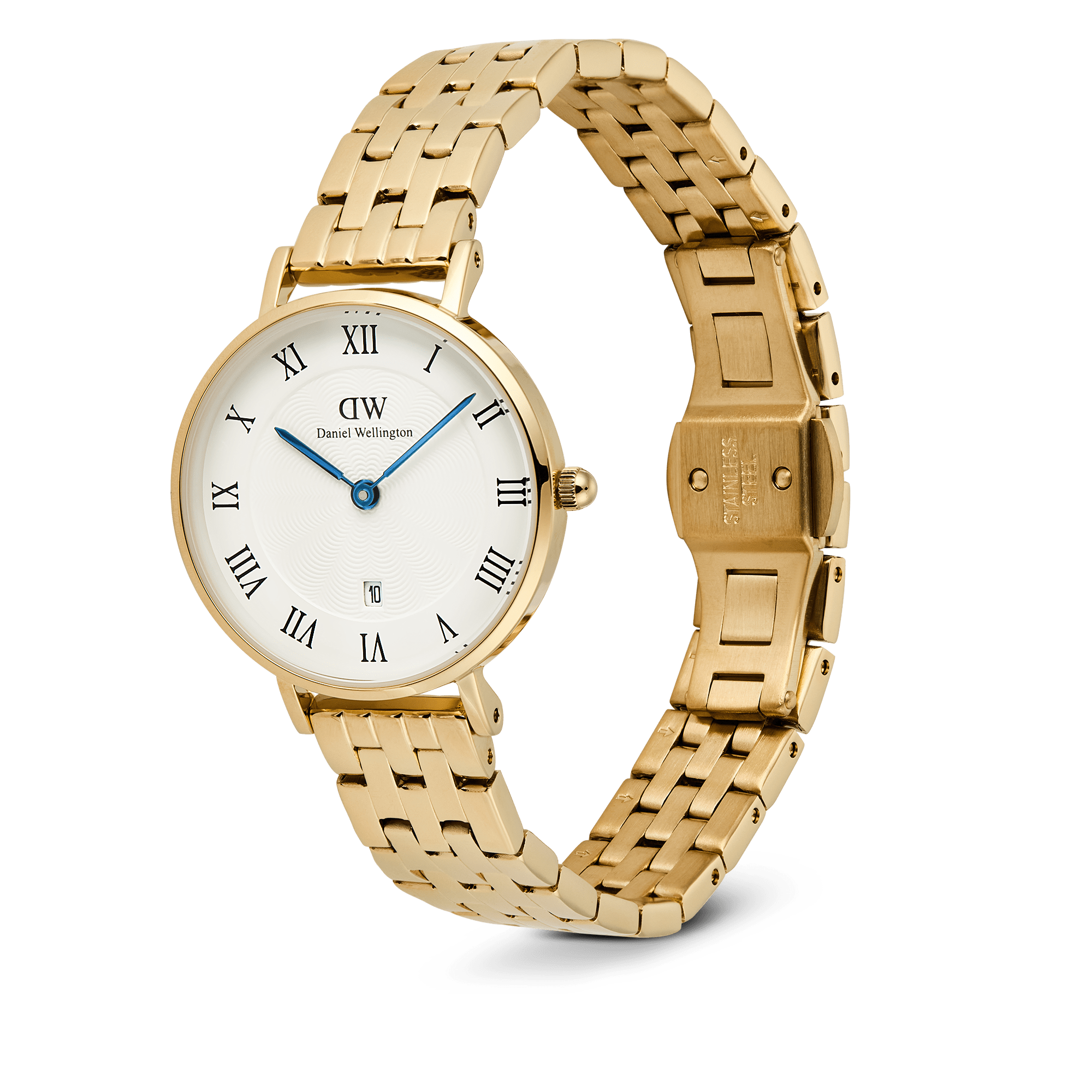 Daniel Wellington Petite Roman Numerals Date 5-link Gold