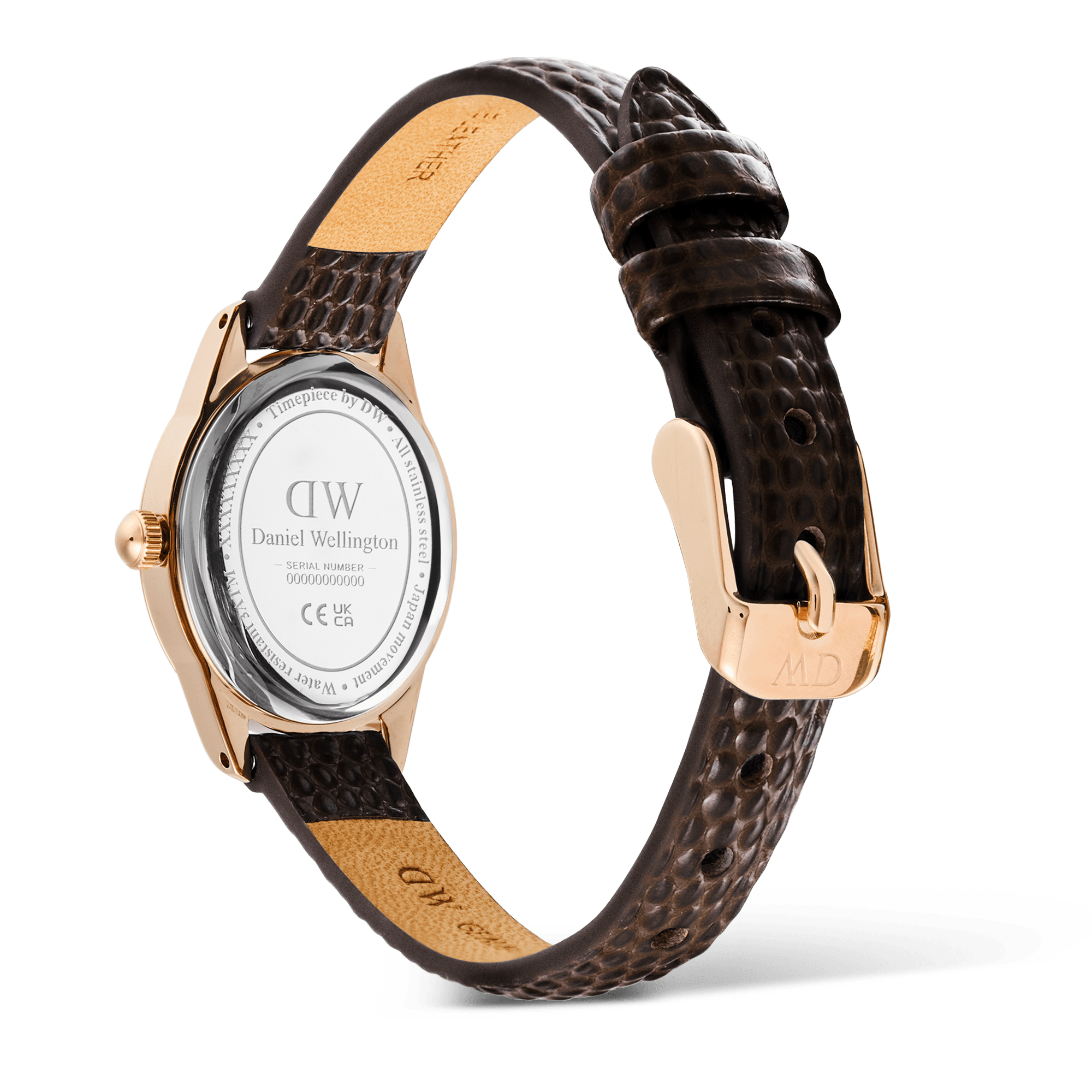 Daniel Wellington Ophelia Mini Dark Brown Lizard White Guilloché Rose Gold