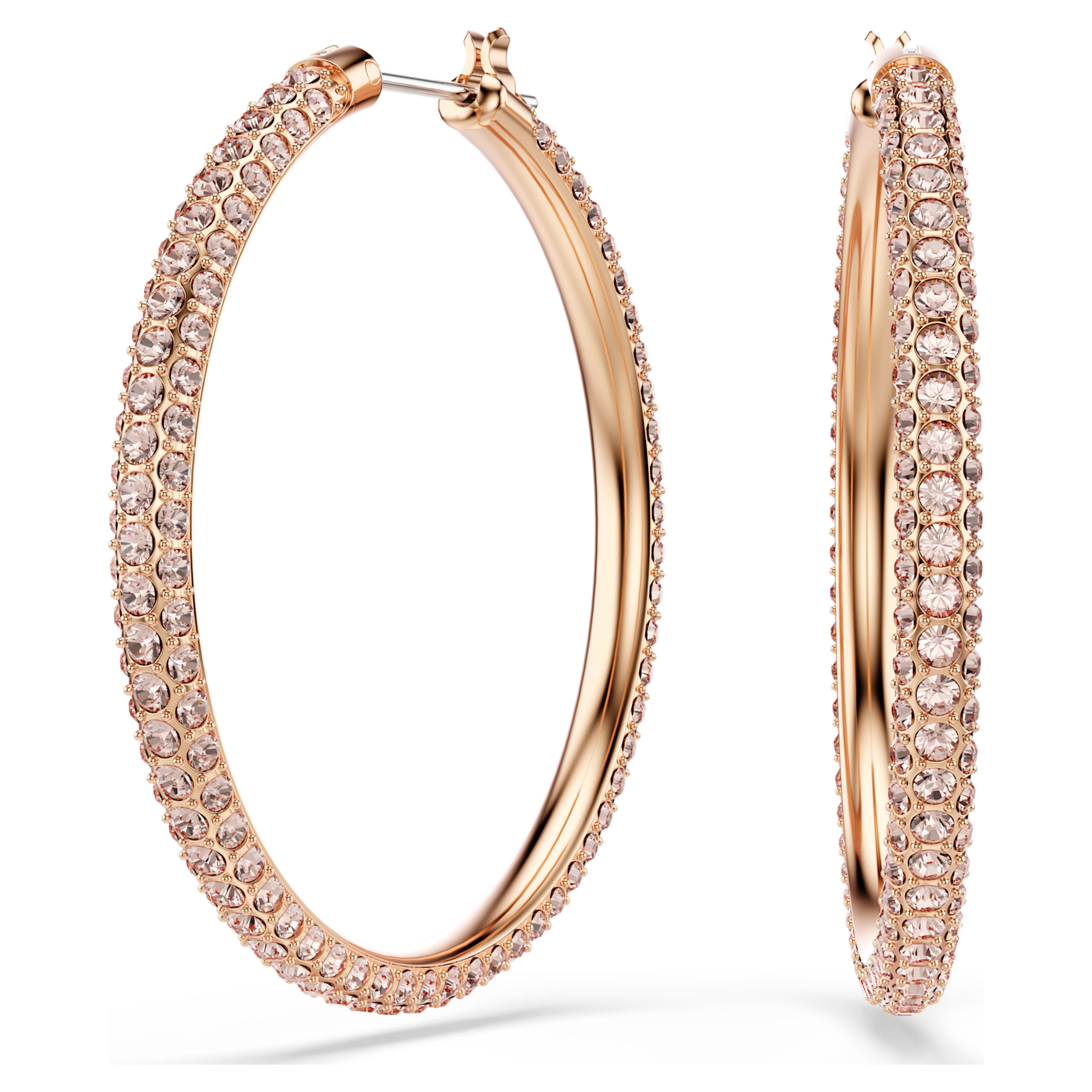 Swarovski Dextera Hoop Earrings – Pave, White, Large, 18K rose gold finish
