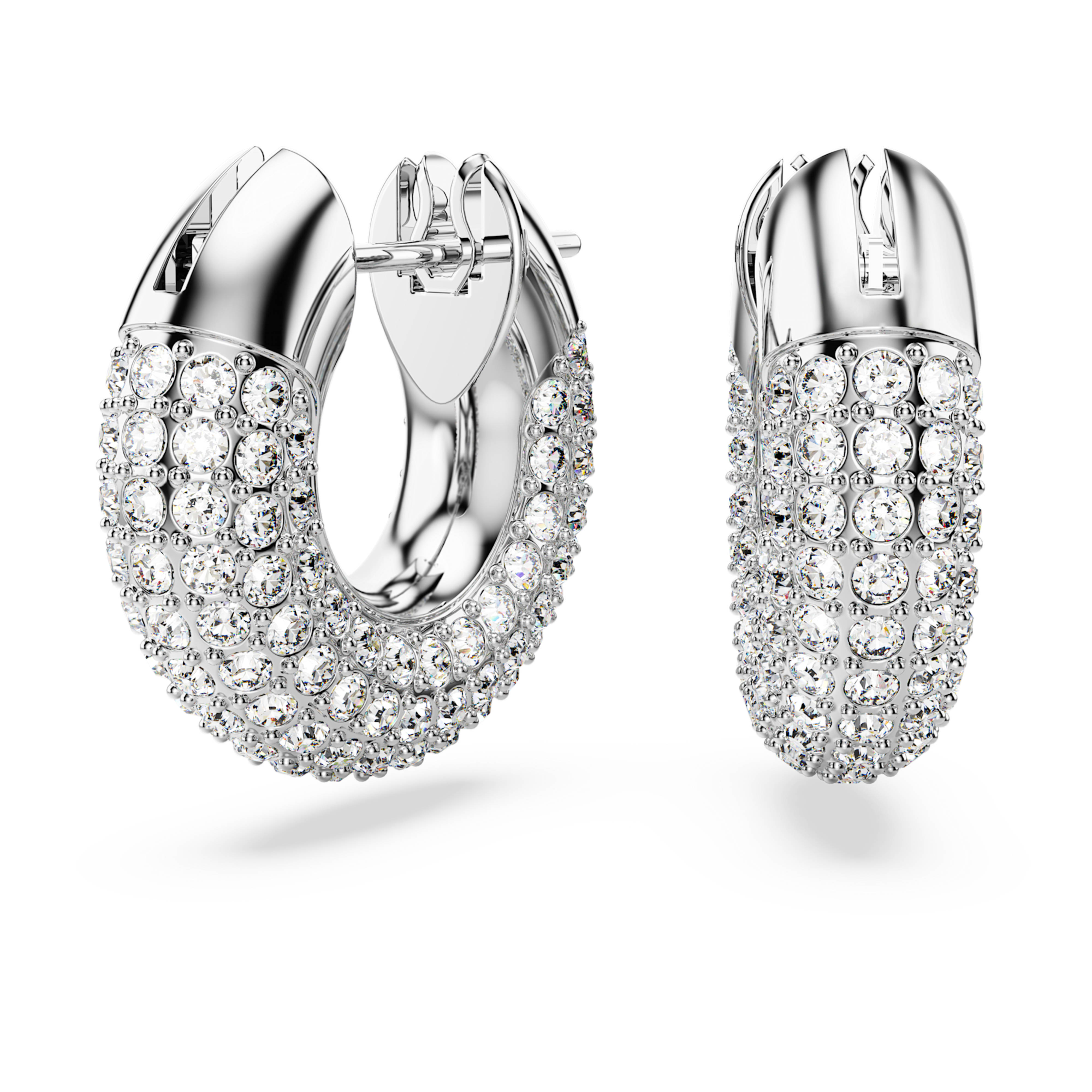 Swarovski Dextera Hoop Earrings – Small, White, Rhodium plated