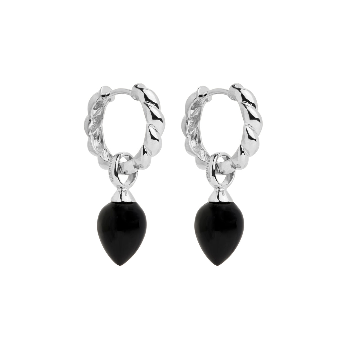 Najo Dew Drop Silver Black Onyx Earrings