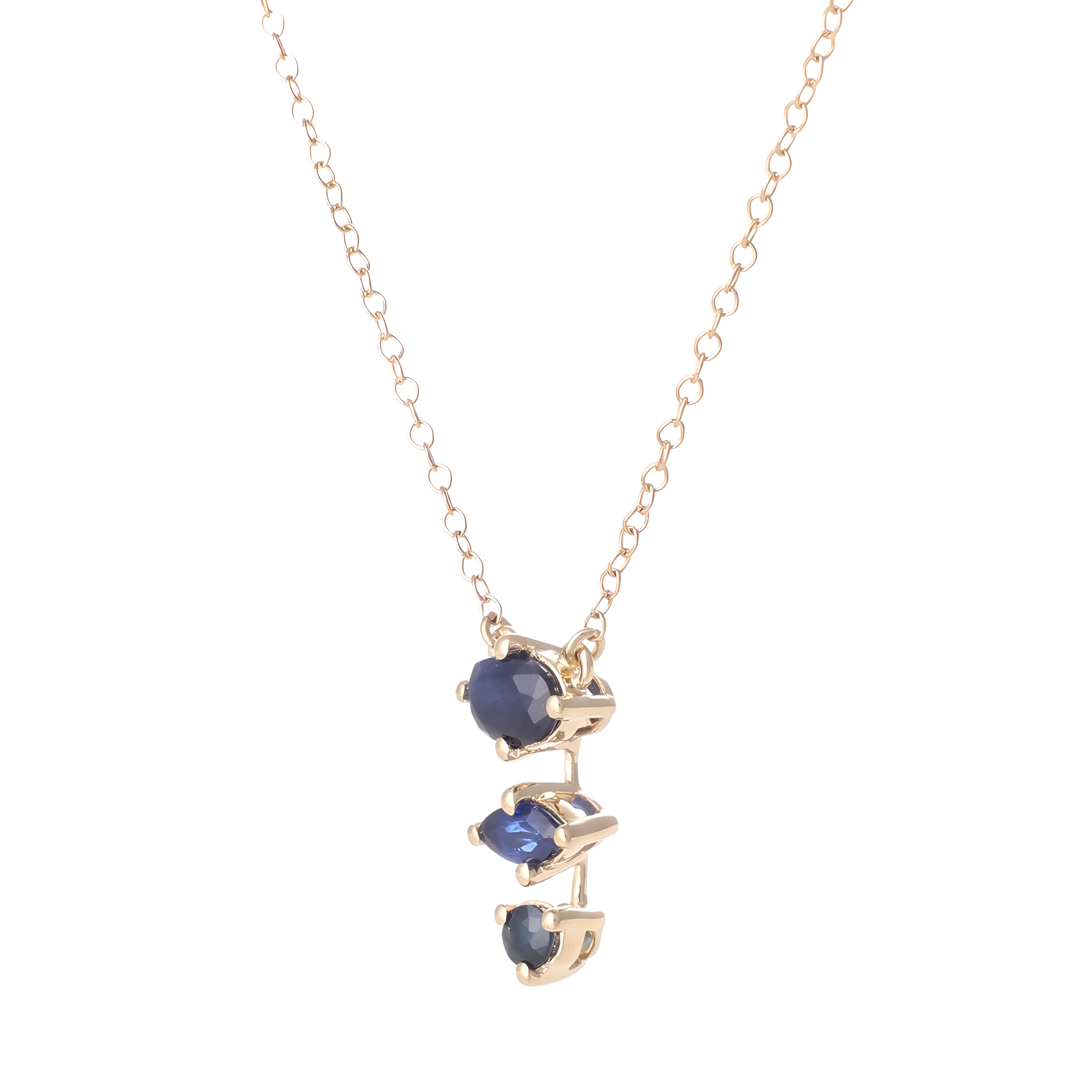 9ct Yellow Gold Oval & Marquise Natural Blue Sapphire Pendant