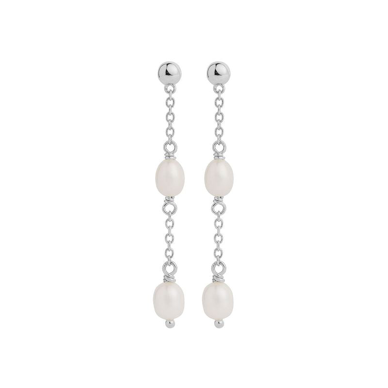 Najo Tidal Whisper Silver Double Pearl Earring
