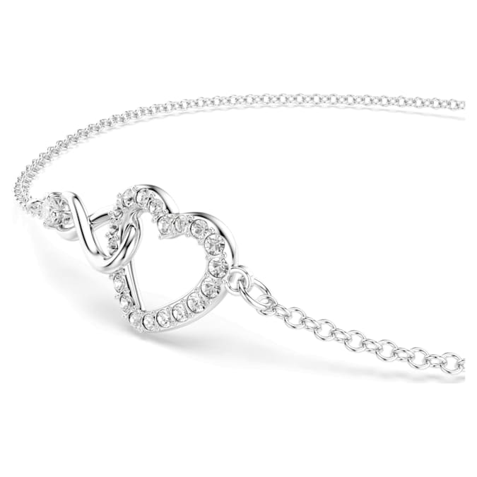 Swarovski Hyperbola bracelet, Infinity and heart, White, Rhodium plated