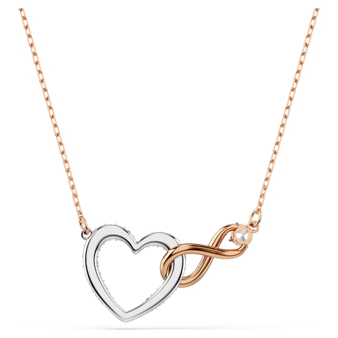 Swarovski Hyperbola necklace, Infinity and heart, White, Mixed metal finish