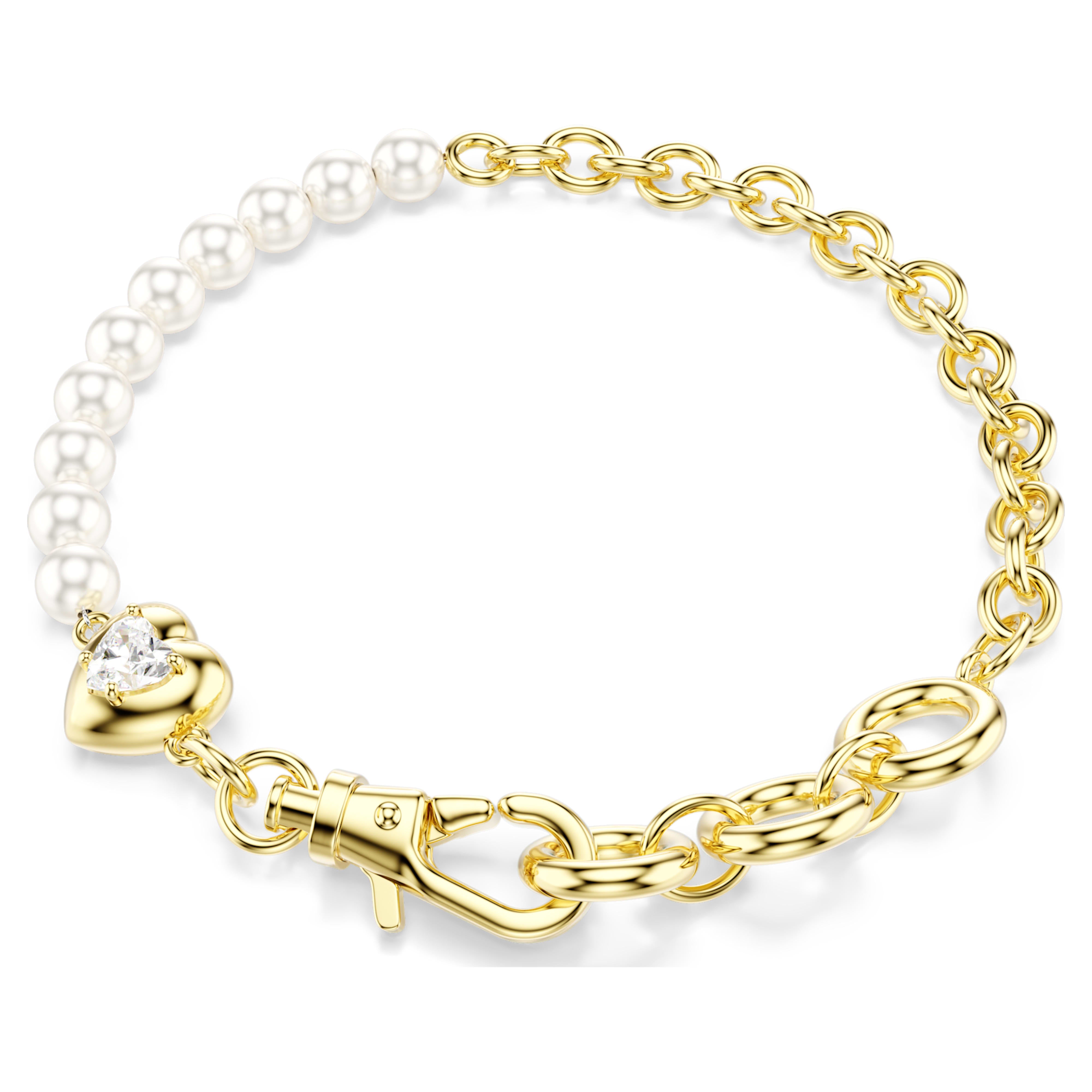 Swarovski Idyllia Bracelet – Crystal pearl, White, 18K gold finish