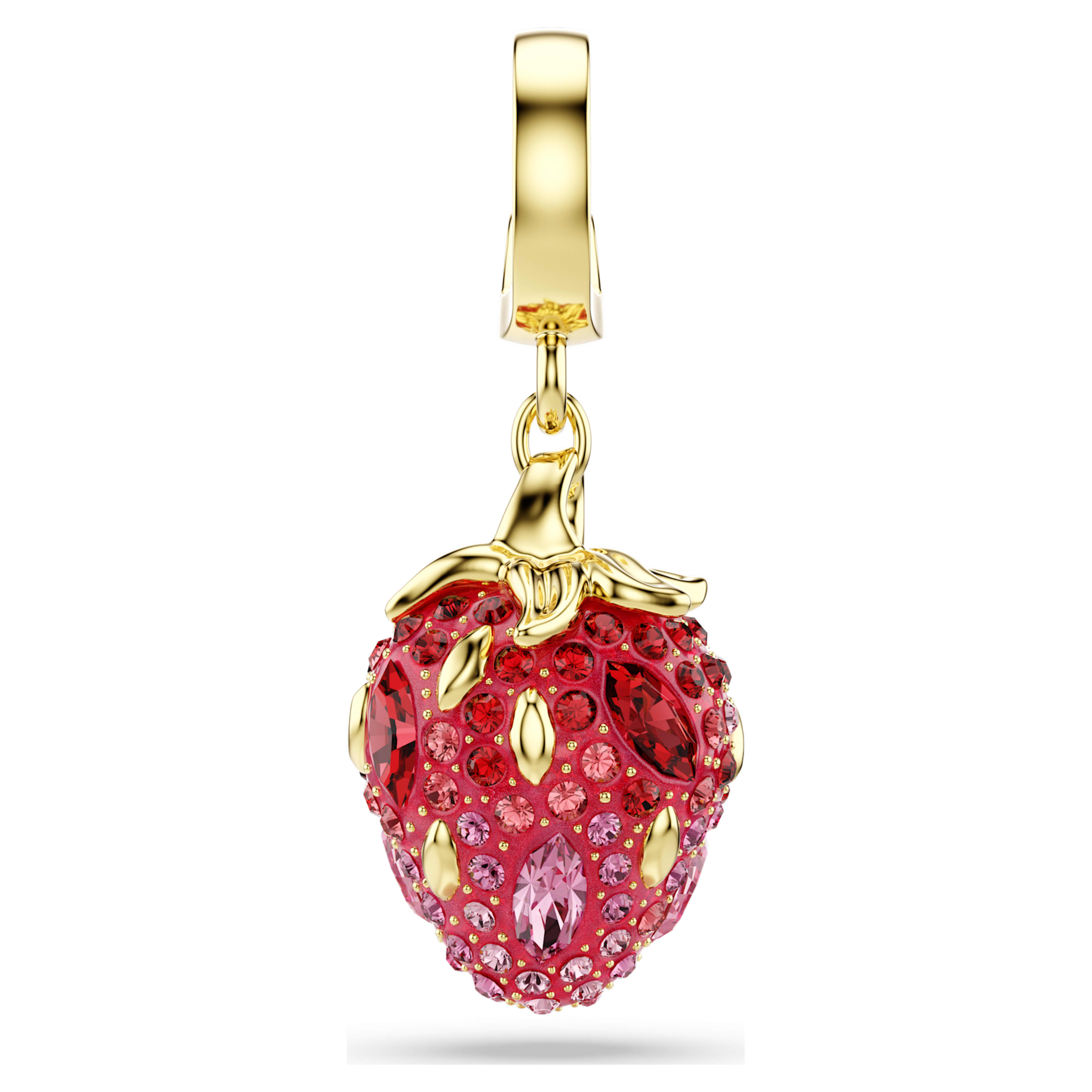 Swarovski Idyllia Charm – Mixed cuts, Strawberry, Red, 18K gold finish